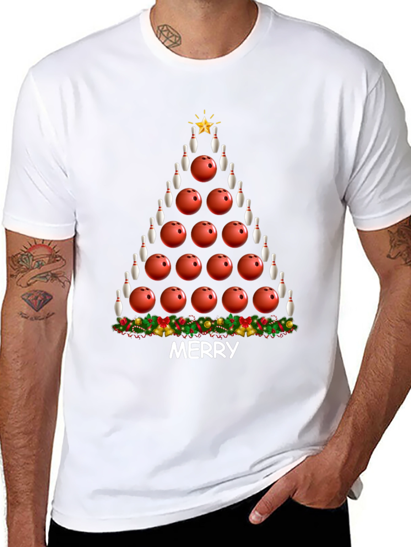 Bowling Christmas Tree Graphic Tee