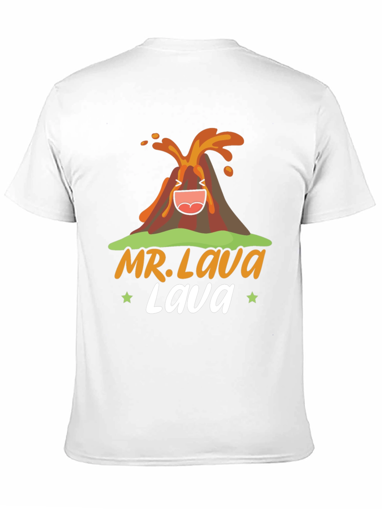 Mr. Lava Volcano Cartoon Graphic Print Black Tee