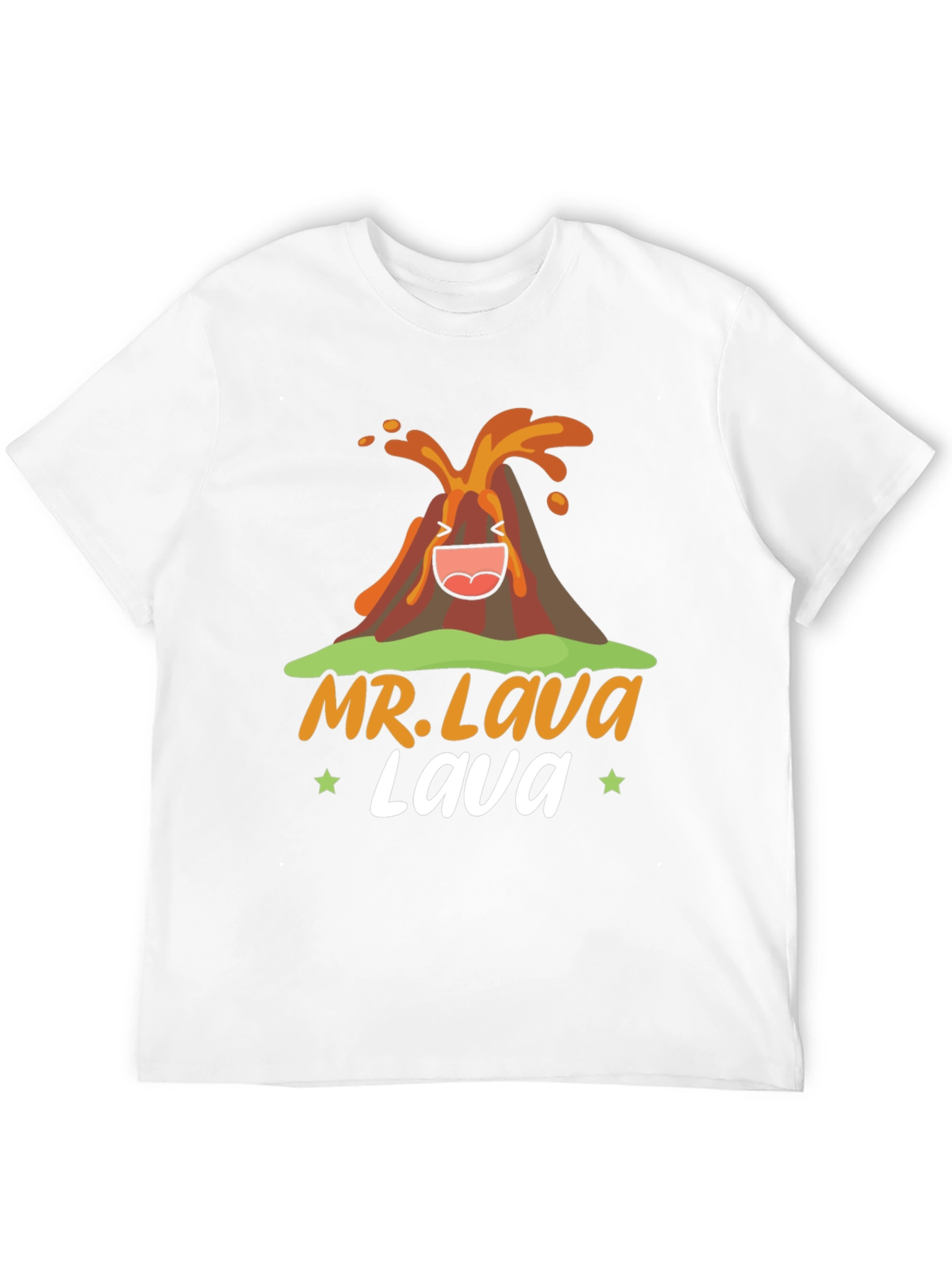 Mr. Lava Volcano Cartoon Graphic Print Black Tee