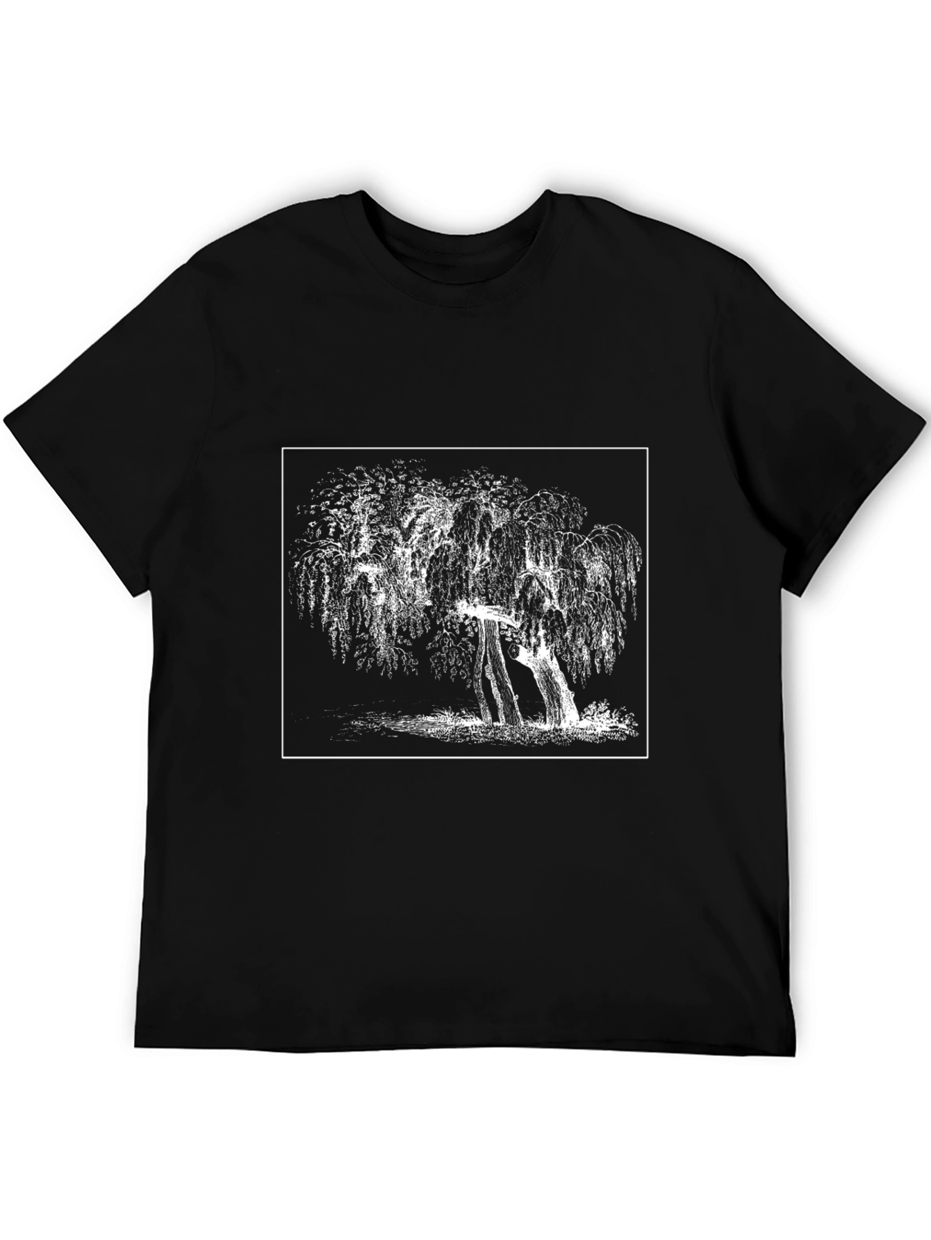 Willow Tree Graphic Tee - Black Cotton Blend Shirt