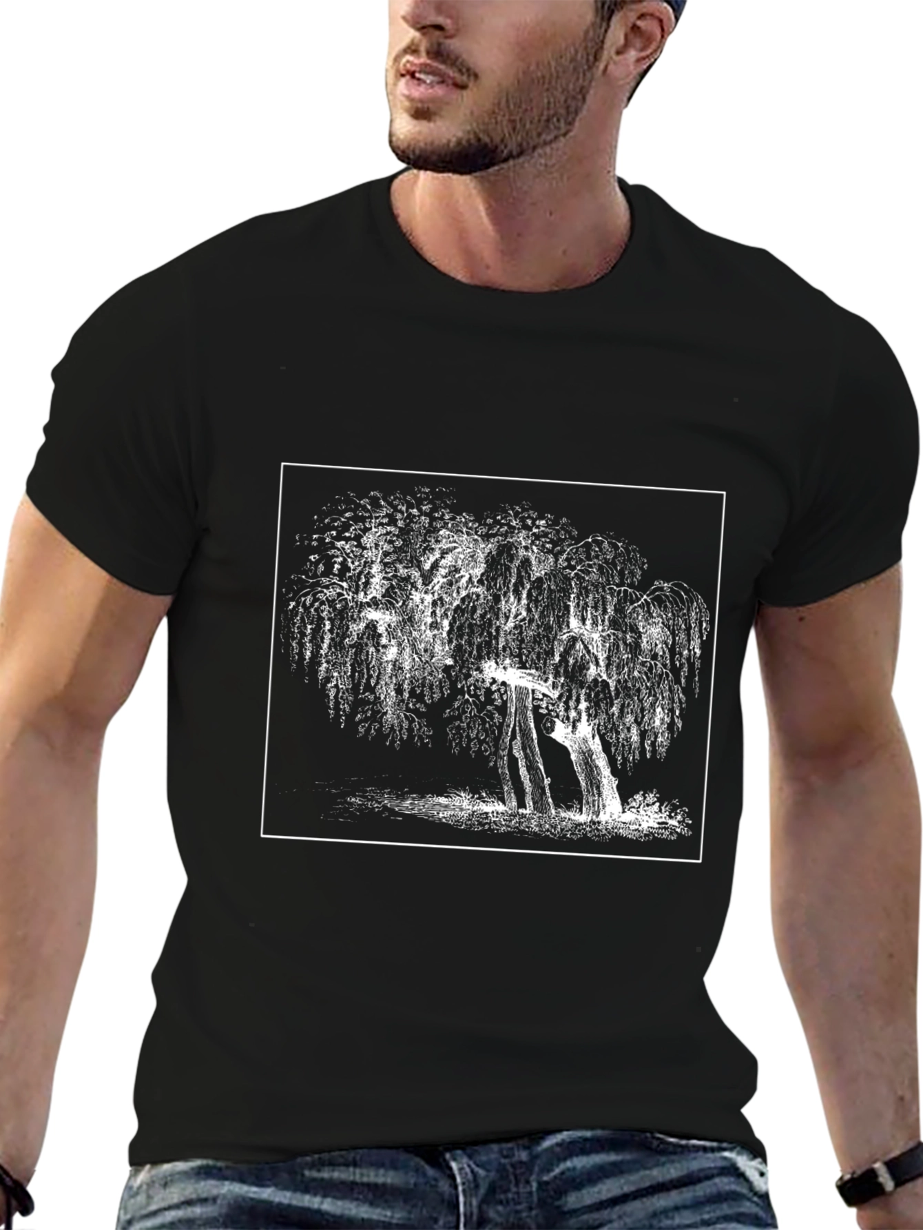 Willow Tree Graphic Tee - Black Cotton Blend Shirt