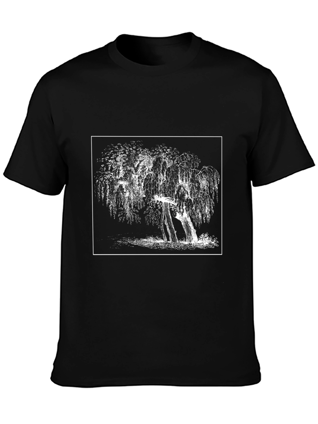 Willow Tree Graphic Tee - Black Cotton Blend Shirt