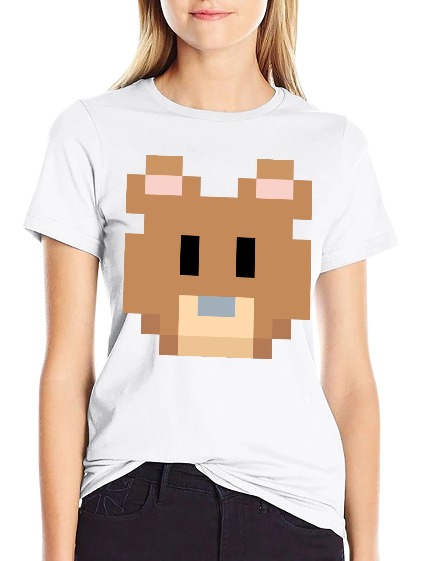 Pixelated Bear Graphic Tee - Retro Gaming Style