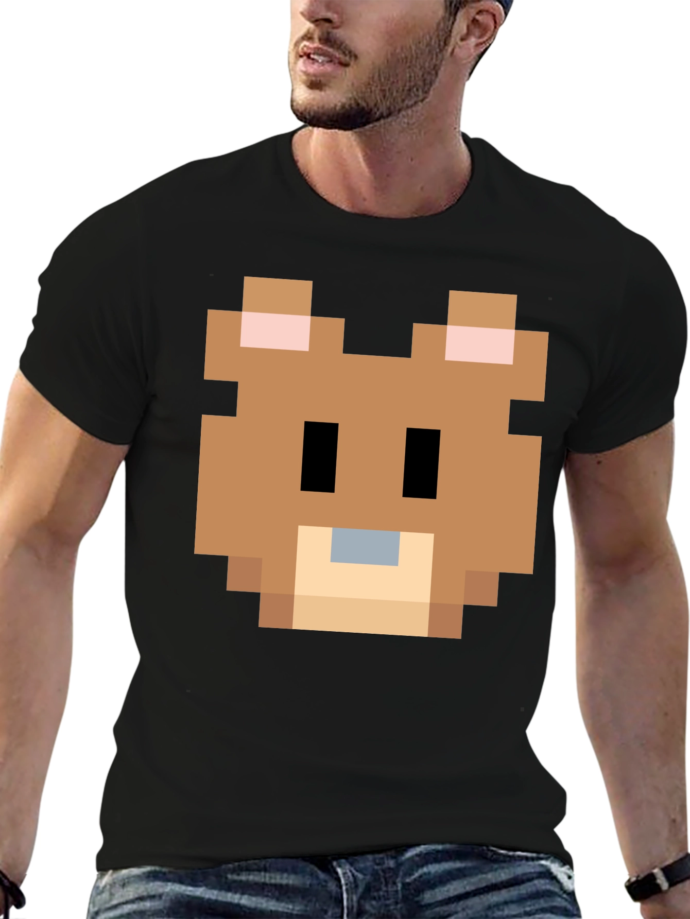 Pixelated Bear Graphic Tee - Retro Gaming Style