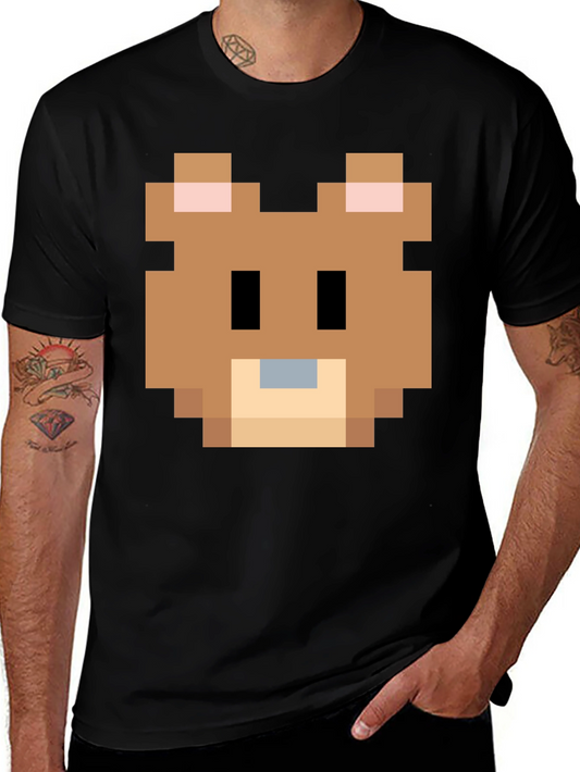 Pixelated Bear Graphic Tee - Retro Gaming Style