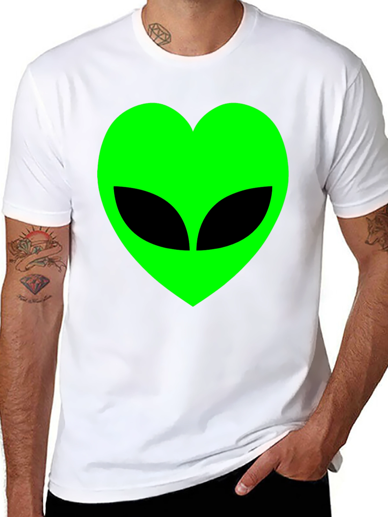 Alien Heart Graphic T-Shirt - Black Cotton Tee