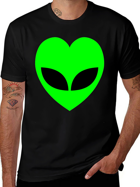 Alien Heart Graphic T-Shirt - Black Cotton Tee