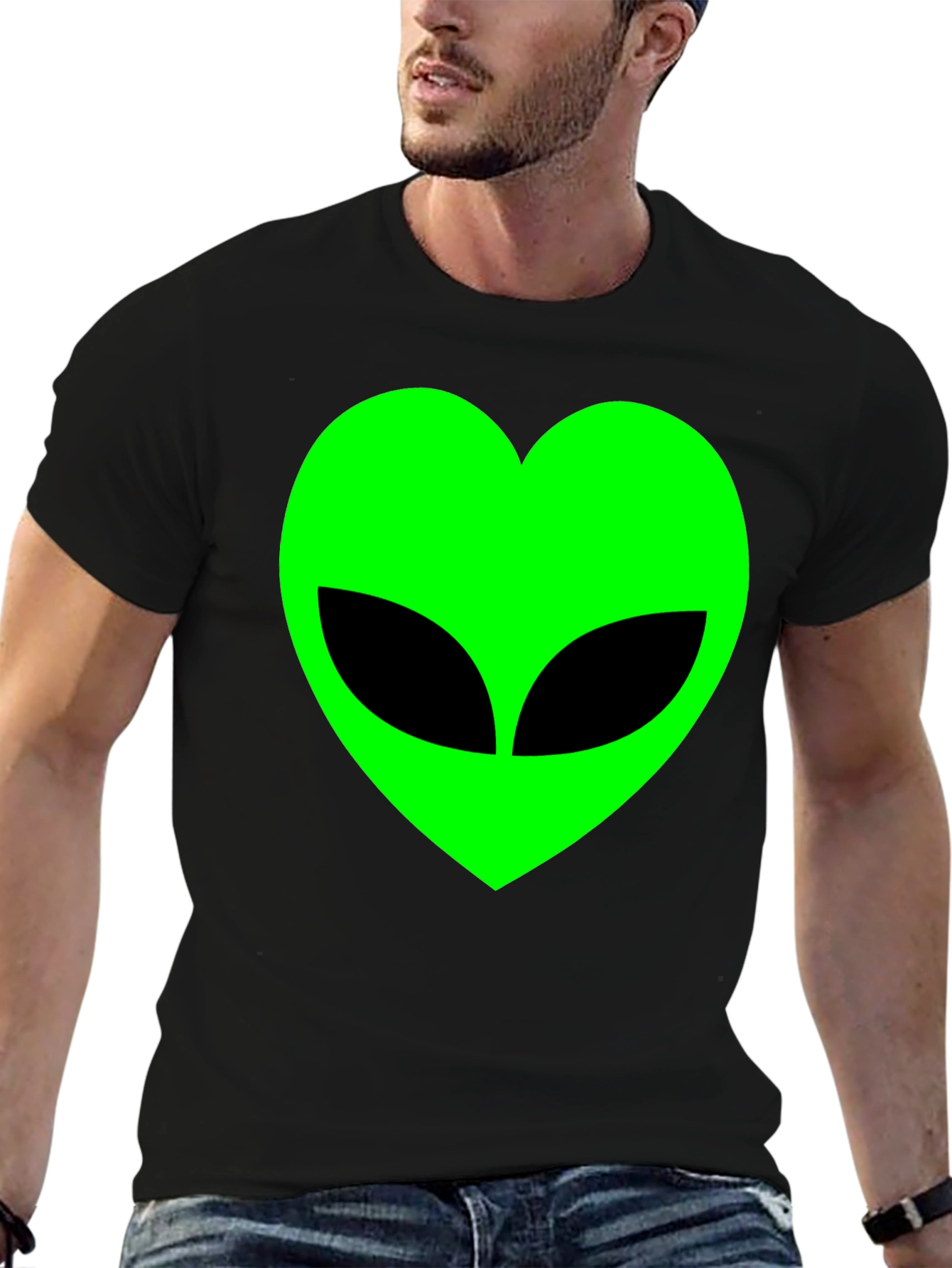 Alien Heart Graphic T-Shirt - Black Cotton Tee