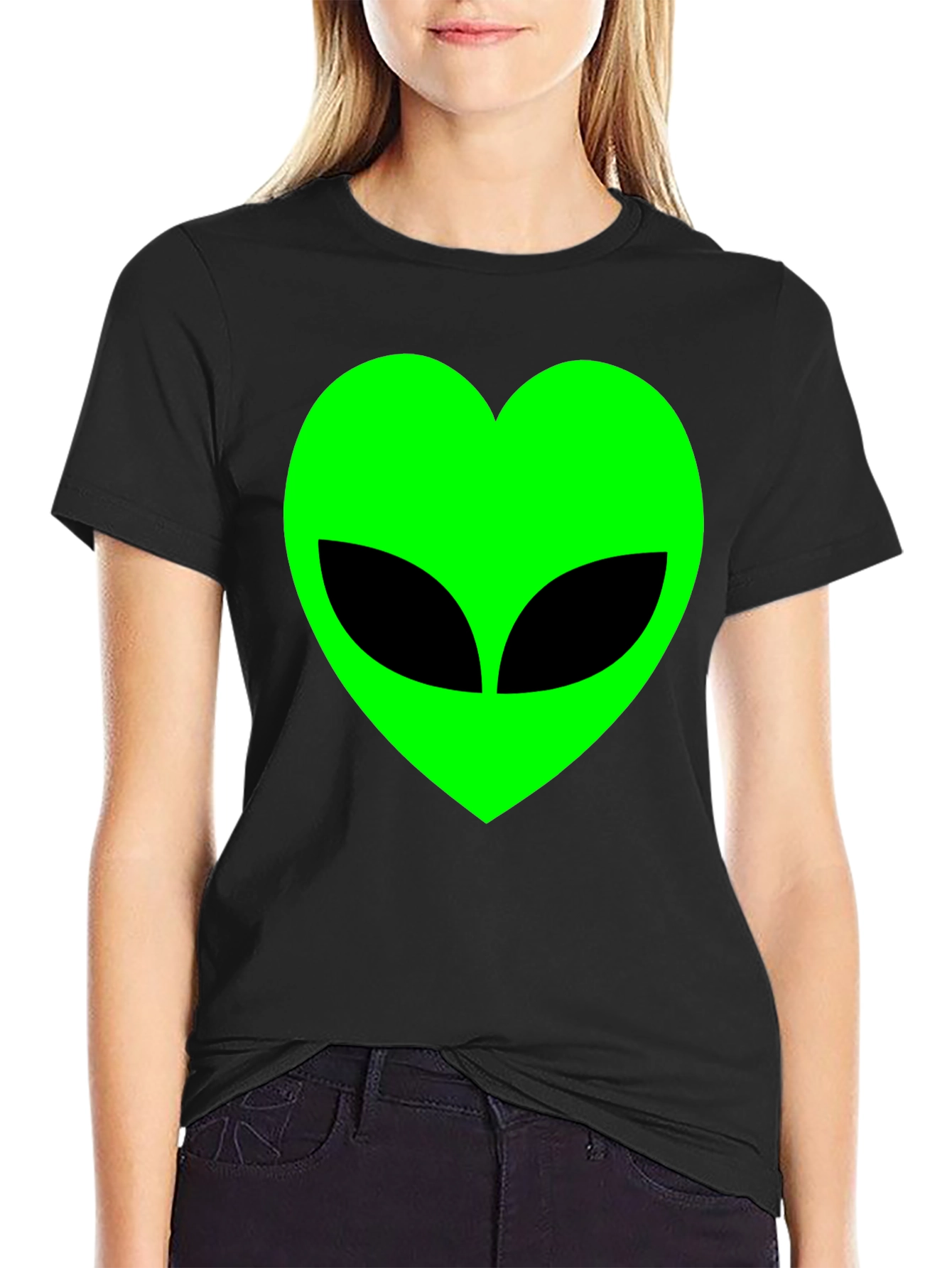 Alien Heart Graphic T-Shirt - Black Cotton Tee
