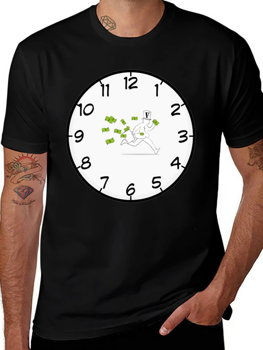 Time is Money Graphic Tee - Black Cotton T-Shirt