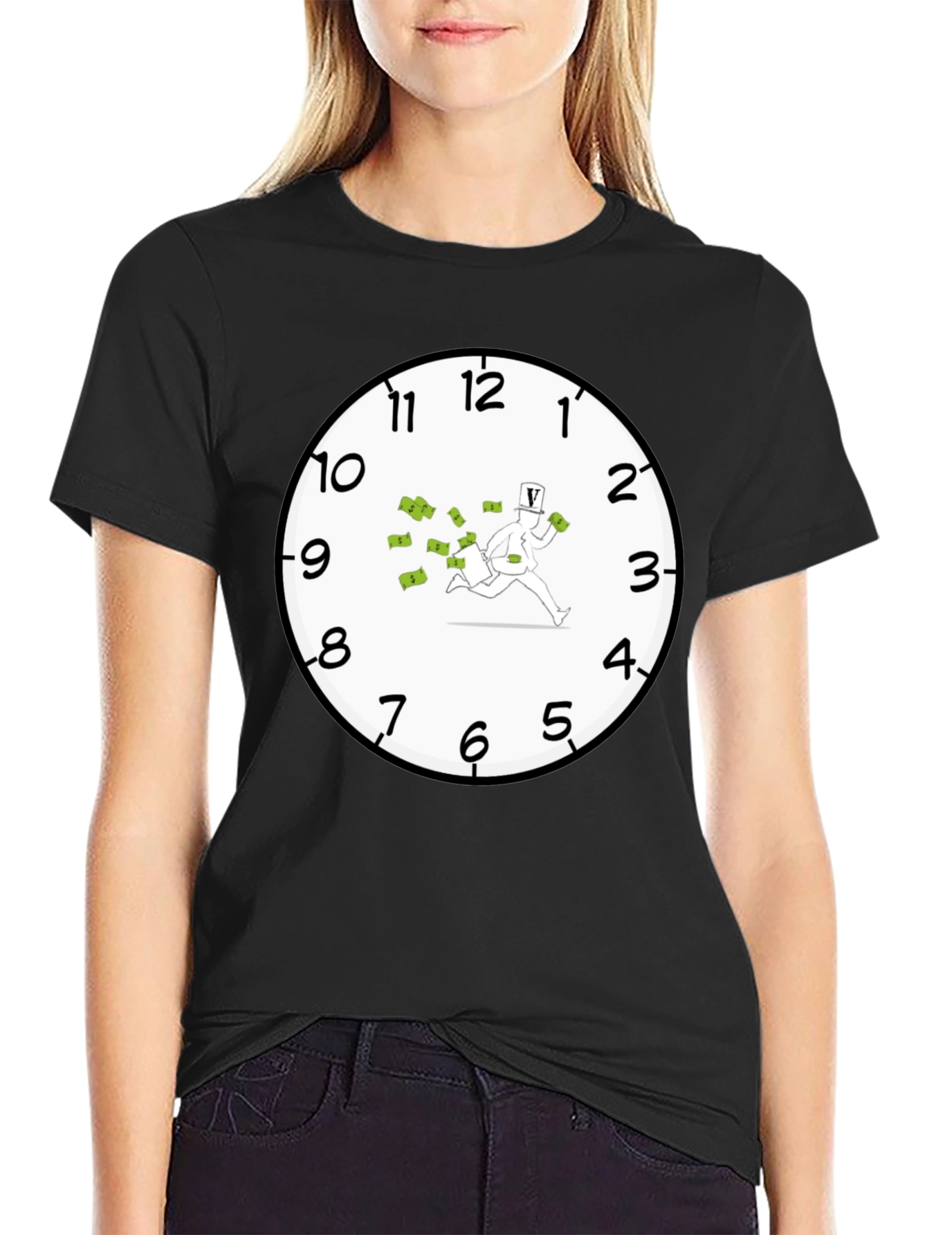 Time is Money Graphic Tee - Black Cotton T-Shirt