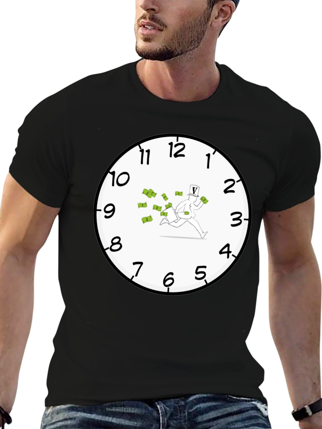 Time is Money Graphic Tee - Black Cotton T-Shirt