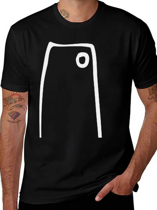 Minimalist Graphic Tee - Abstract White Shape on Black