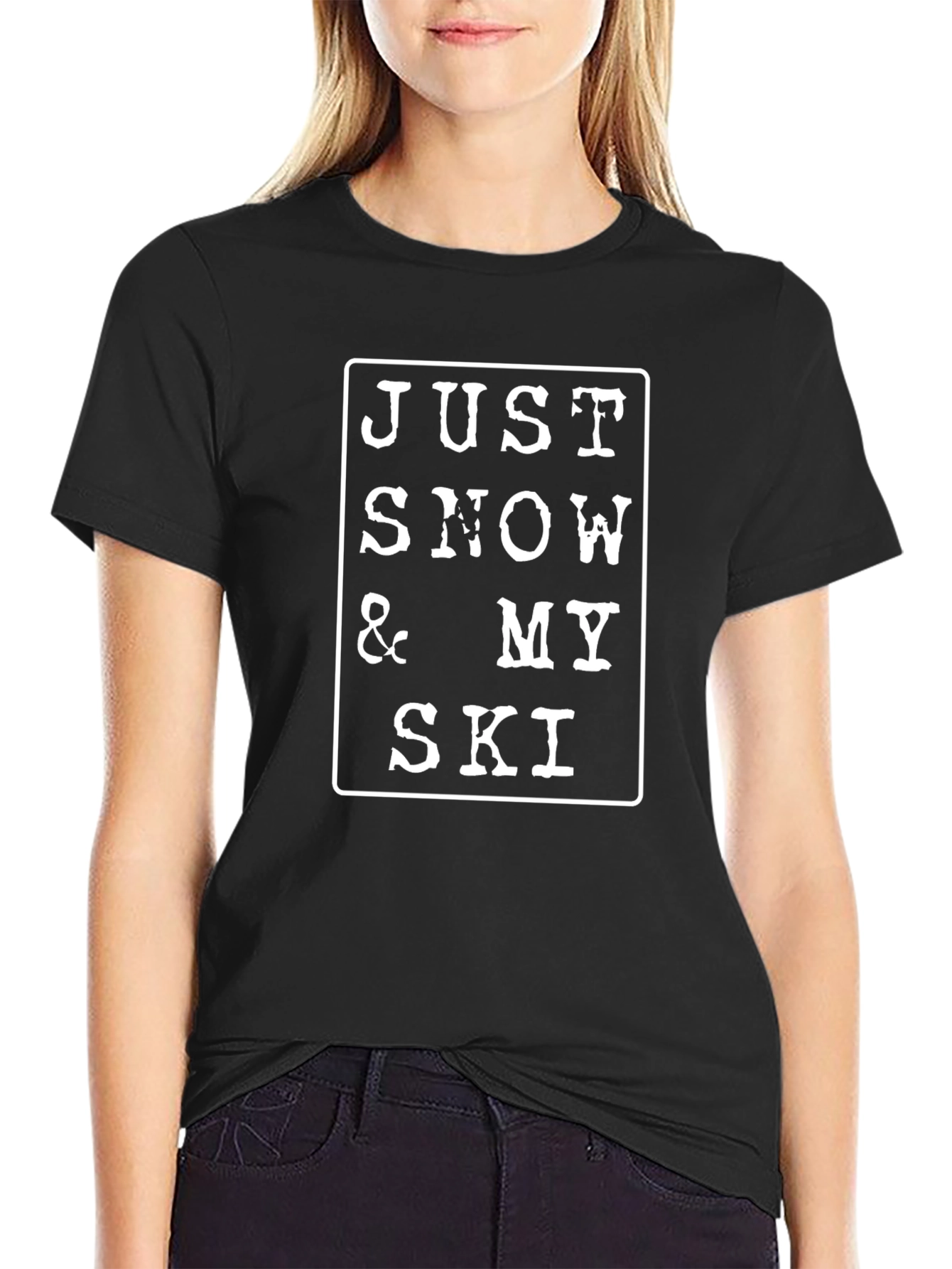 Just Snow & My Ski Black Graphic Tee