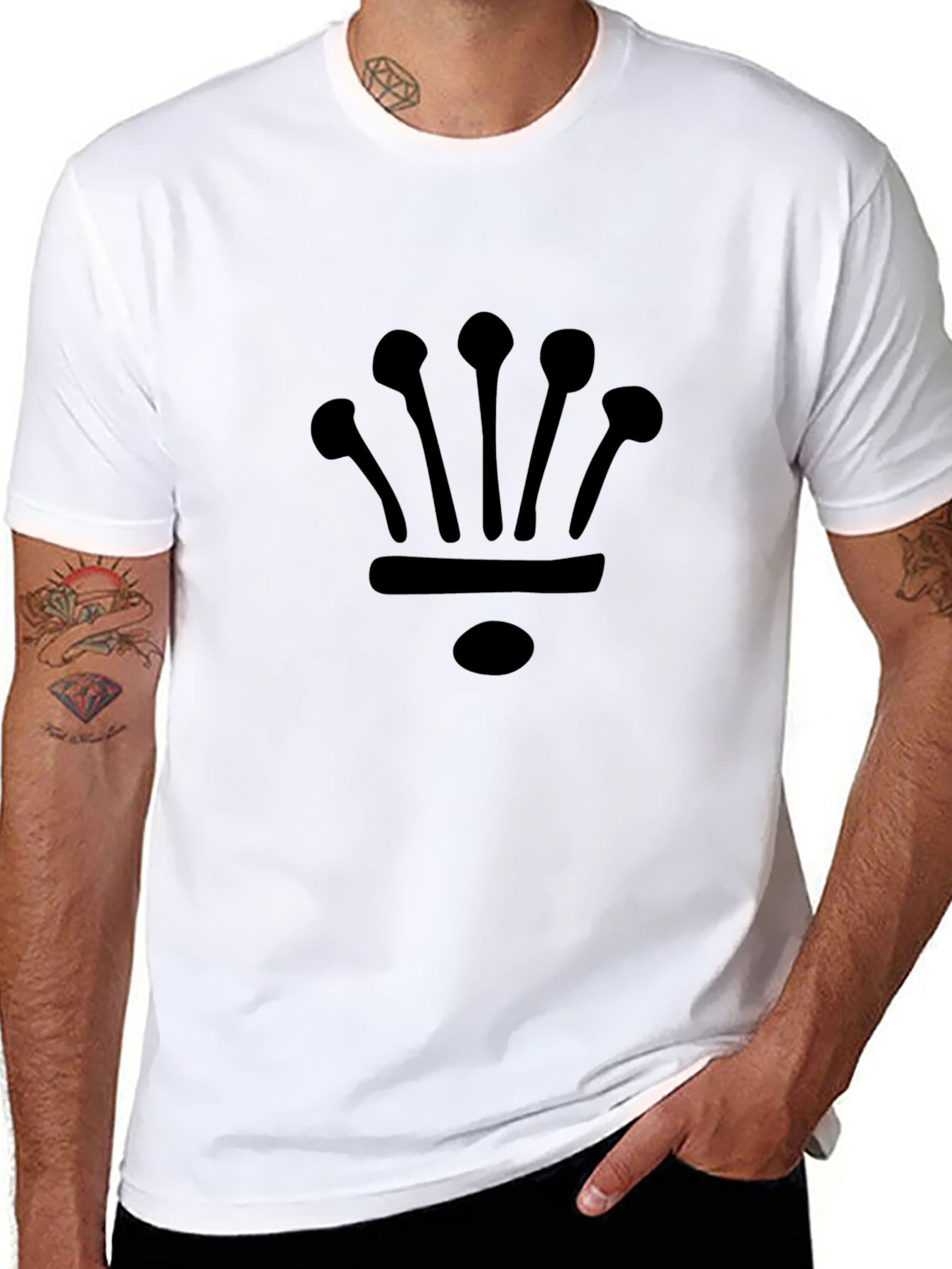 Mens Black Crown Graphic Tee - Casual Style