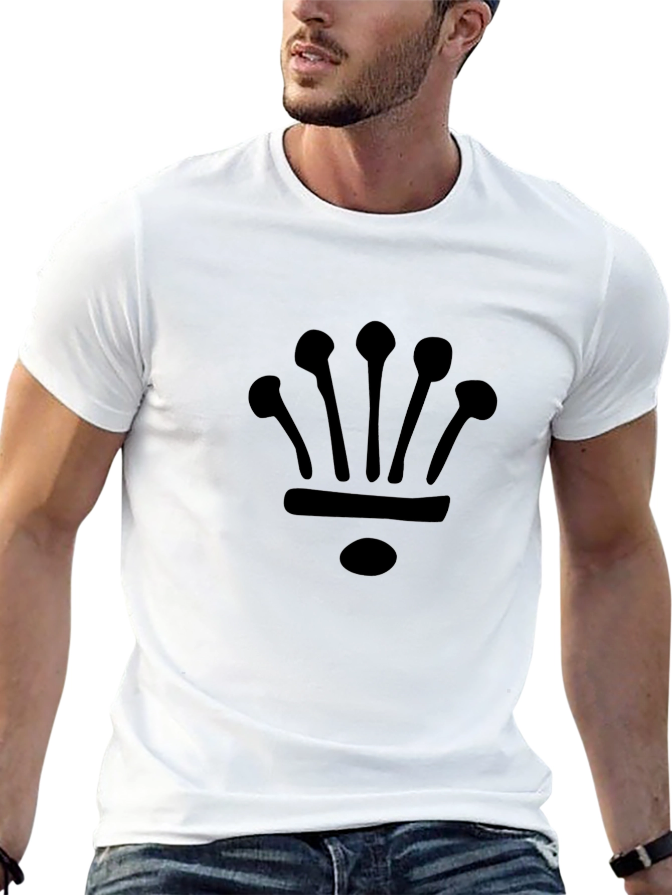 Mens Black Crown Graphic Tee - Casual Style
