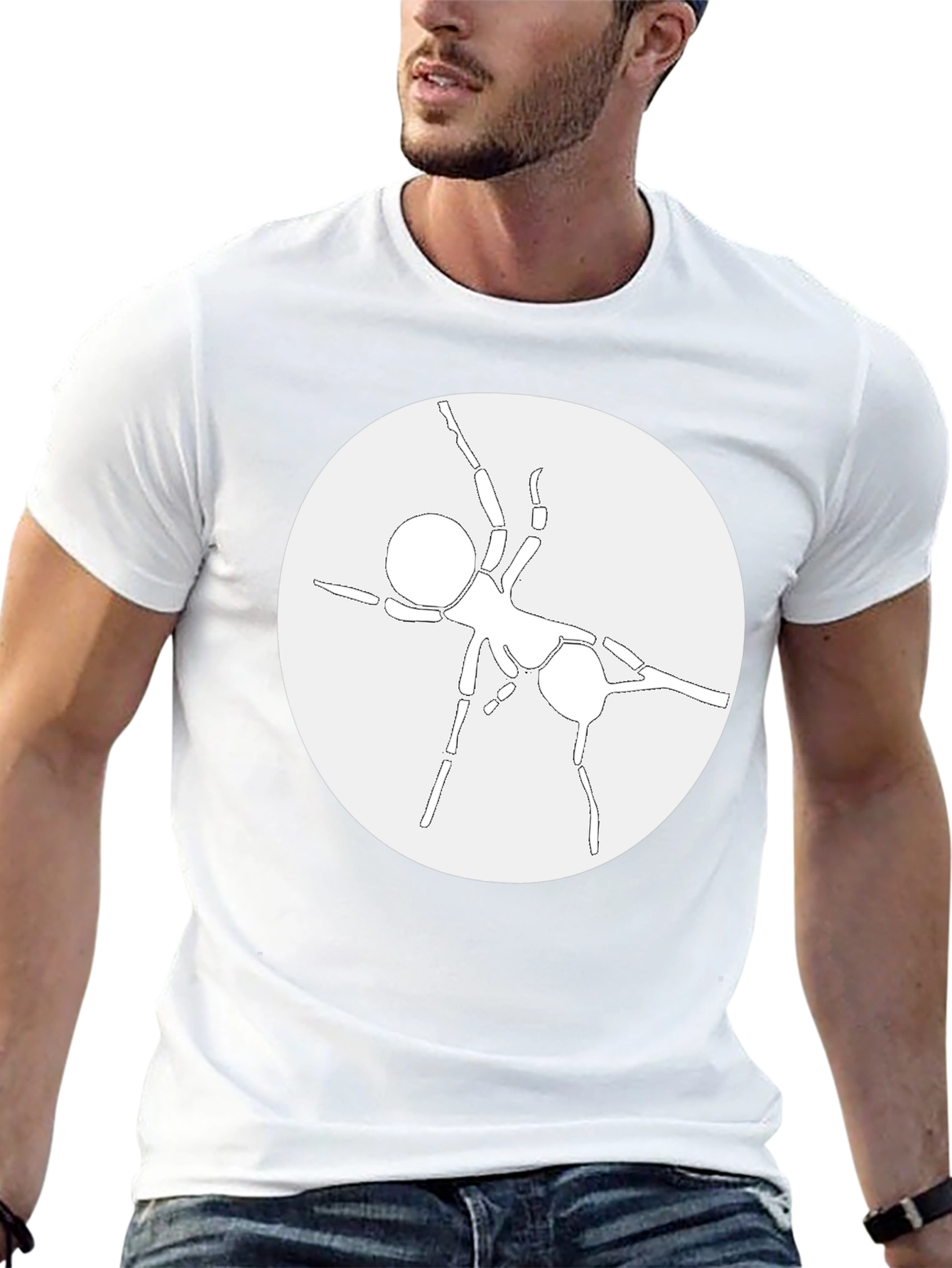 Abstract Ant Graphic Tee - Casual Black T-Shirt