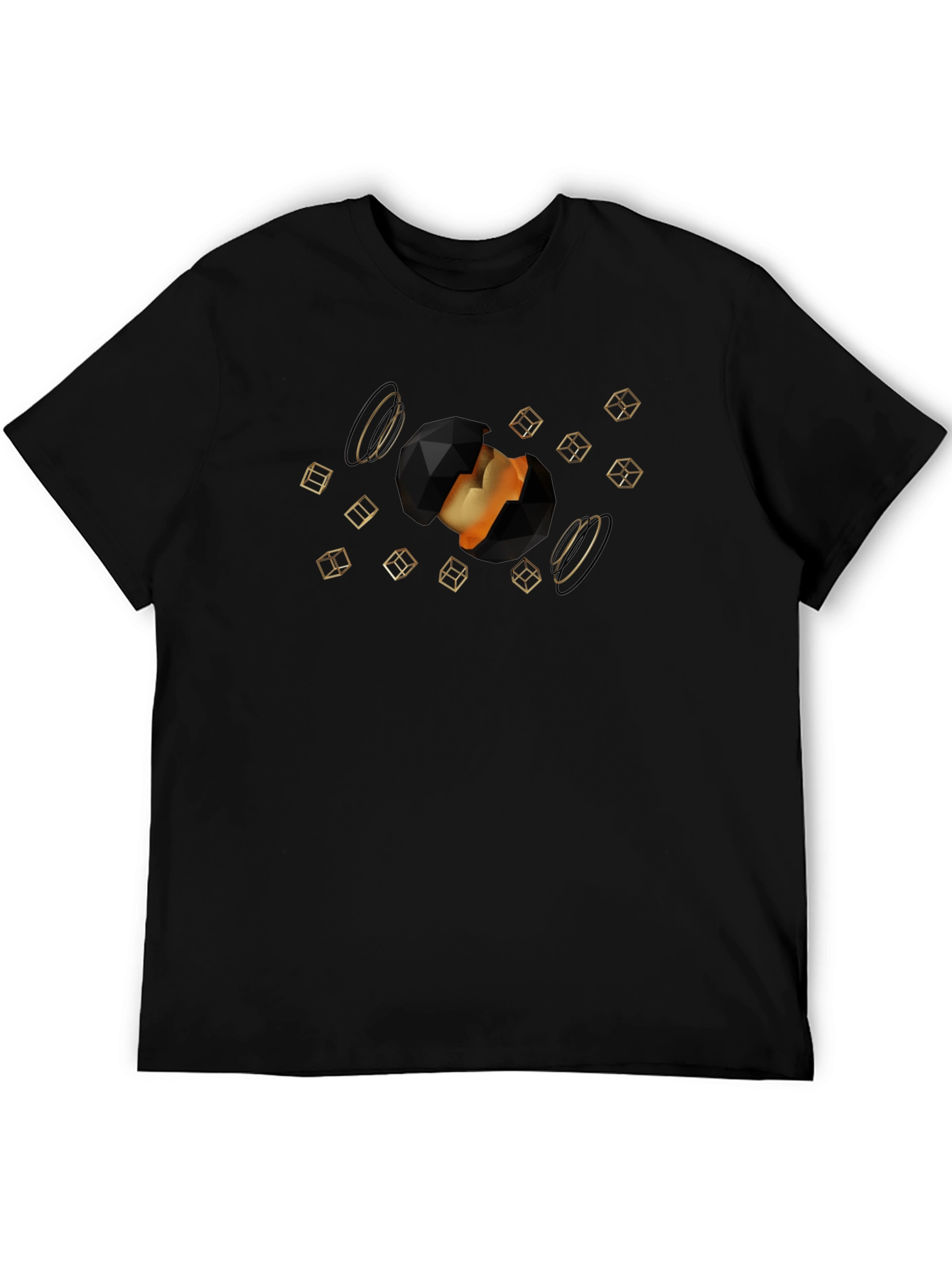 Geometric Sphere Graphic Black T-Shirt