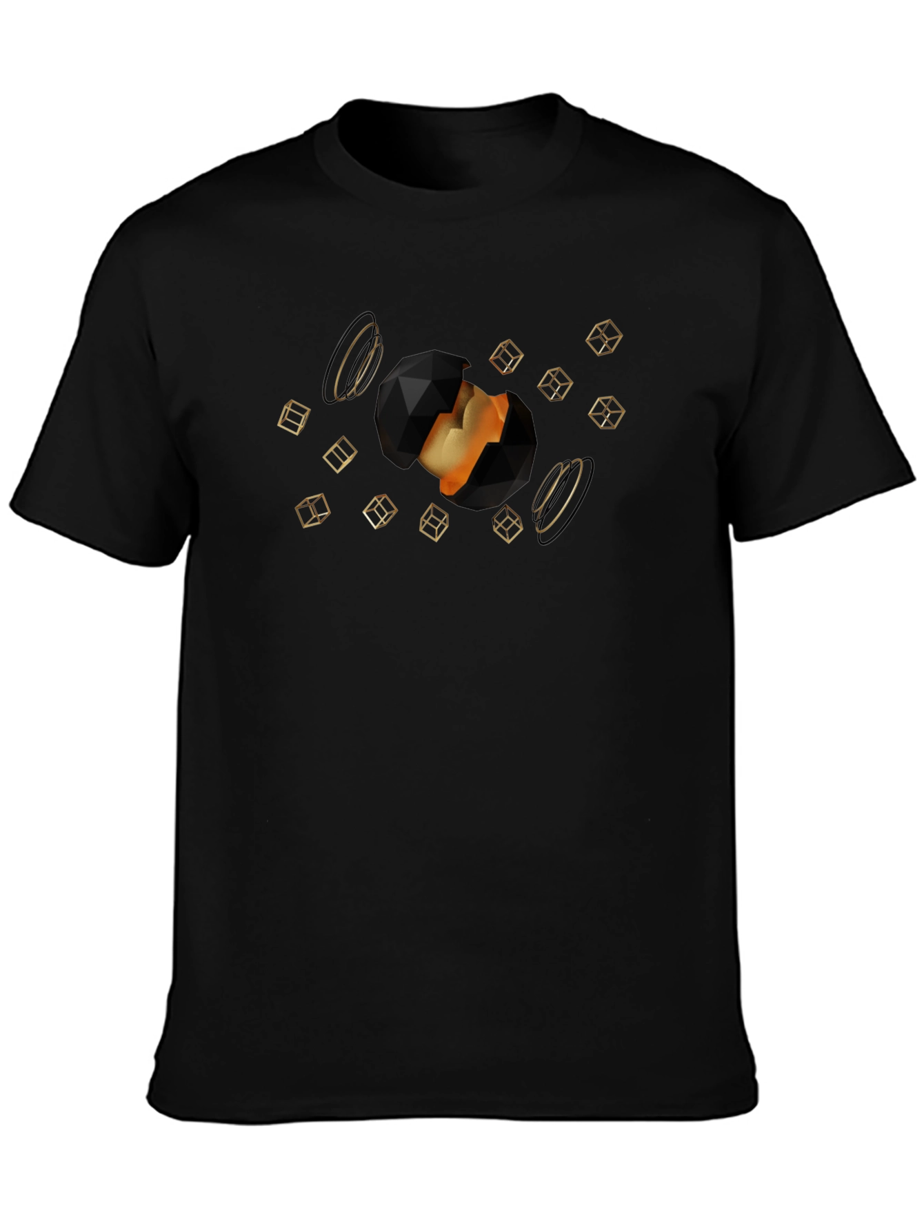 Geometric Sphere Graphic Black T-Shirt