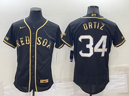Men's Boston Red Sox David Ortiz #34 Black Stitched Jerseys