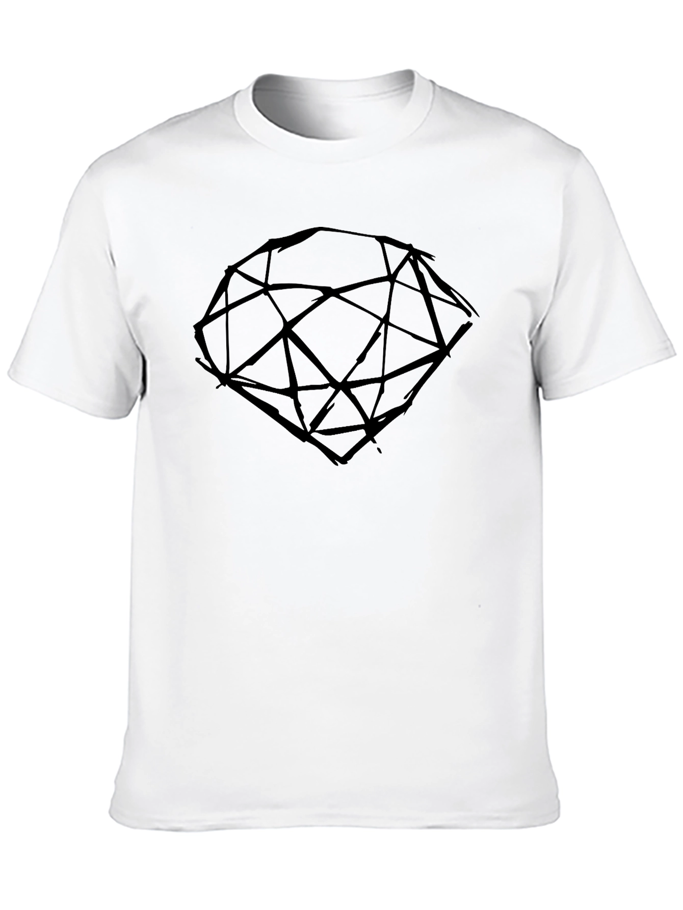 Abstract Diamond Graphic Tee - Casual Black T-Shirt
