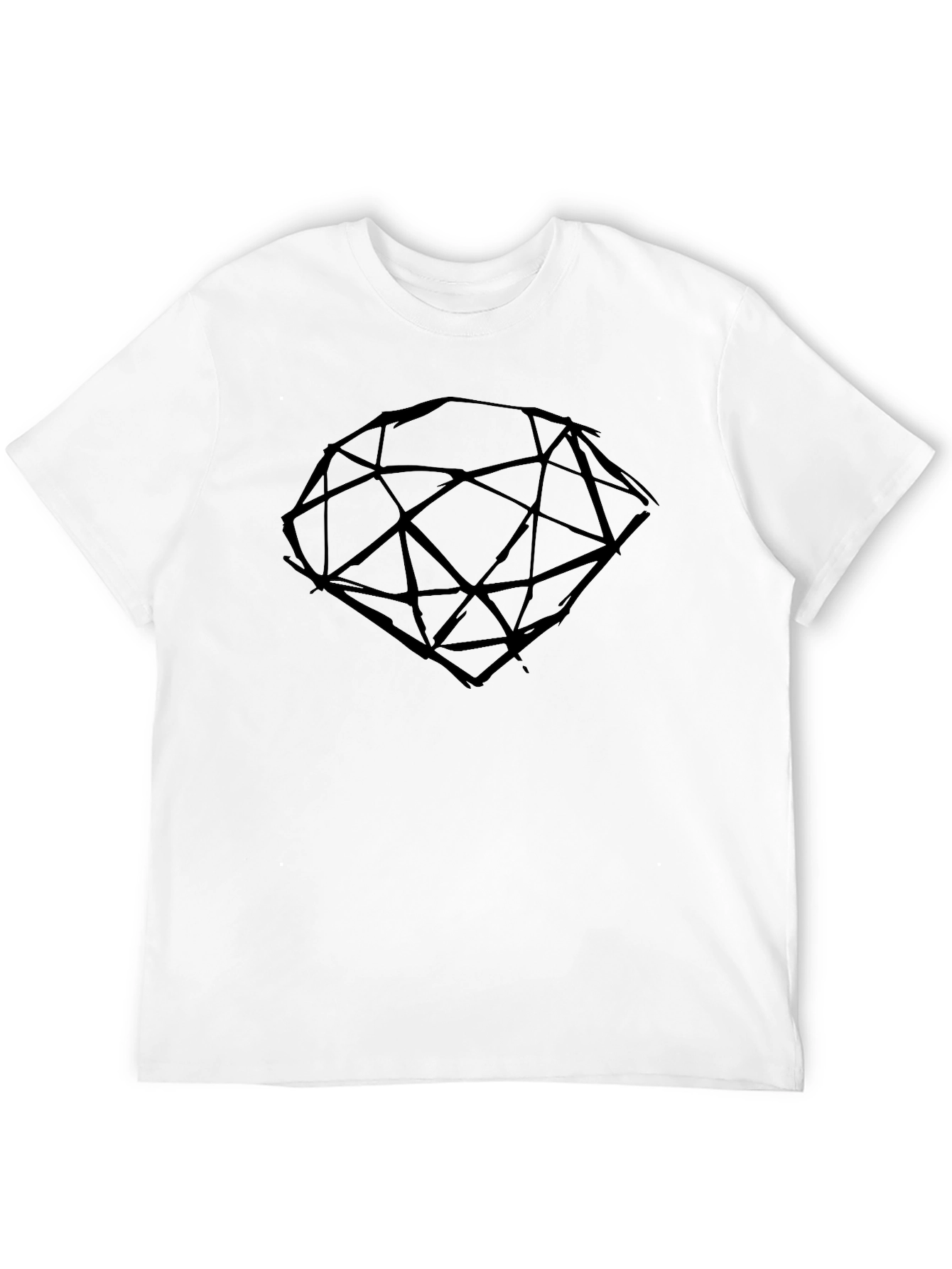 Abstract Diamond Graphic Tee - Casual Black T-Shirt