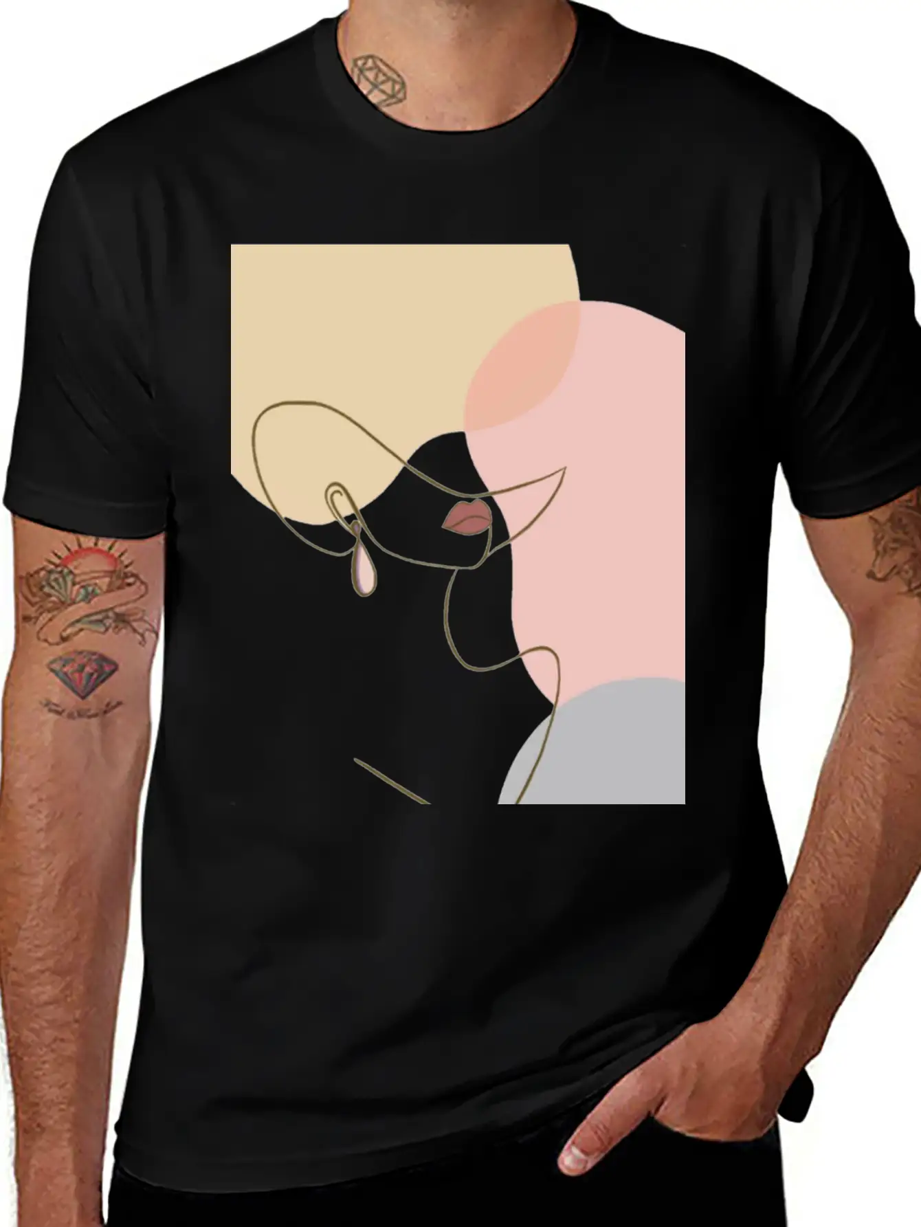 Face Line Drawing Stylish Everyday T-Shirt – Unisex Basic Cotton Tee
