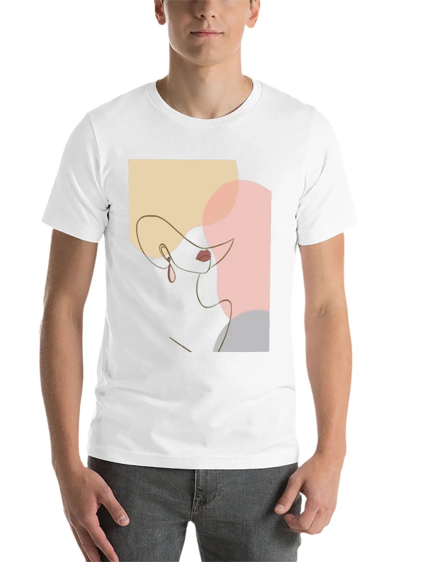 Face Line Drawing Stylish Everyday T-Shirt – Unisex Basic Cotton Tee