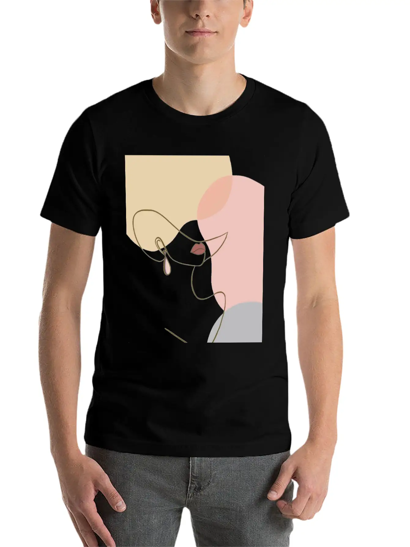 Face Line Drawing Stylish Everyday T-Shirt – Unisex Basic Cotton Tee