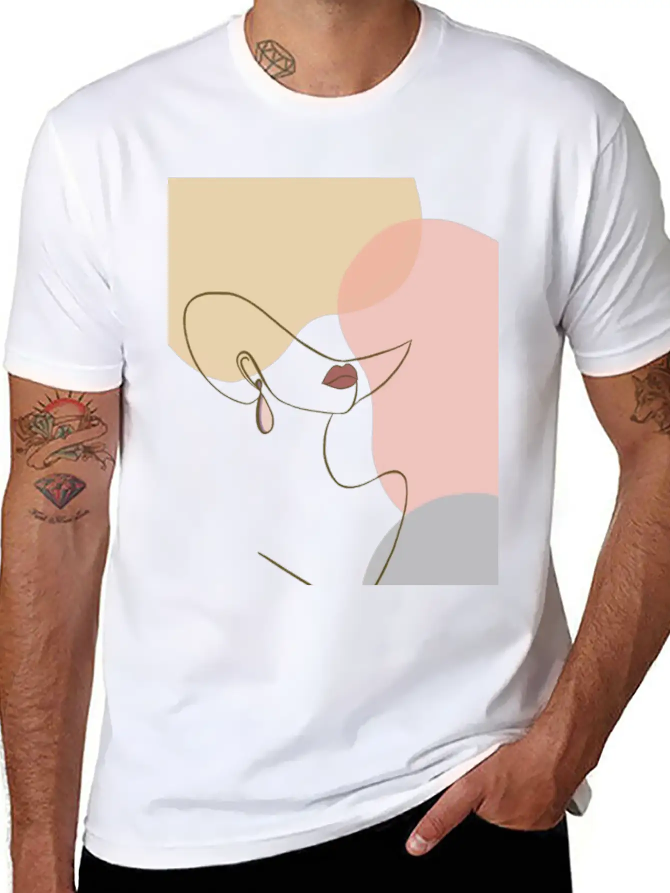 Face Line Drawing Stylish Everyday T-Shirt – Unisex Basic Cotton Tee