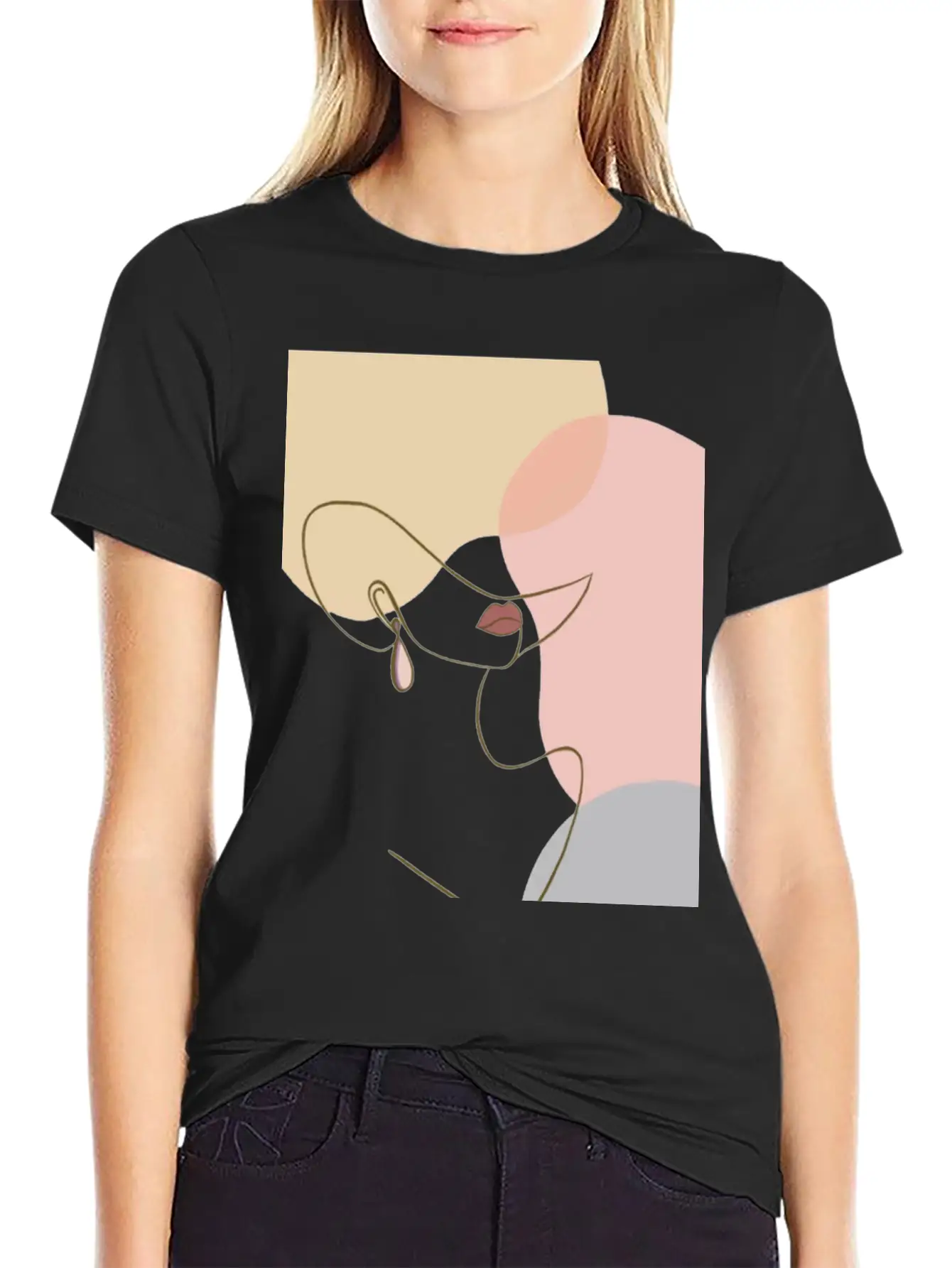 Face Line Drawing Stylish Everyday T-Shirt – Unisex Basic Cotton Tee