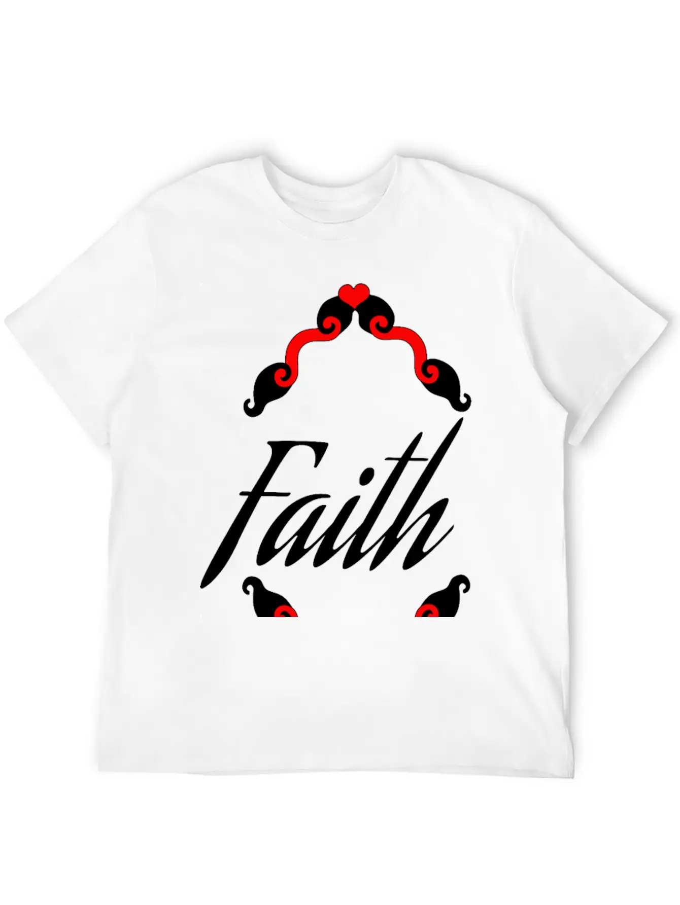 Faith In Black Cursive Diamond Heart Frame Unisex Short Sleeve Soft Cotton T-Shirt – Casual Everyday Wear