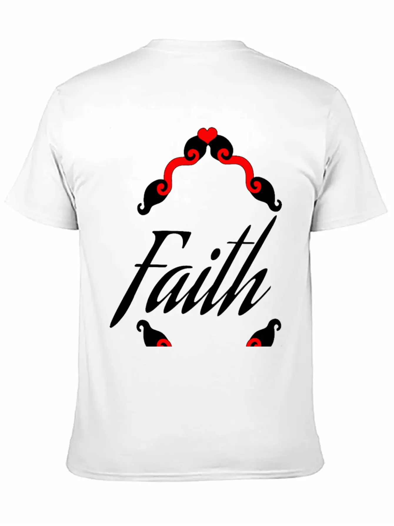 Faith In Black Cursive Diamond Heart Frame Unisex Short Sleeve Soft Cotton T-Shirt – Casual Everyday Wear