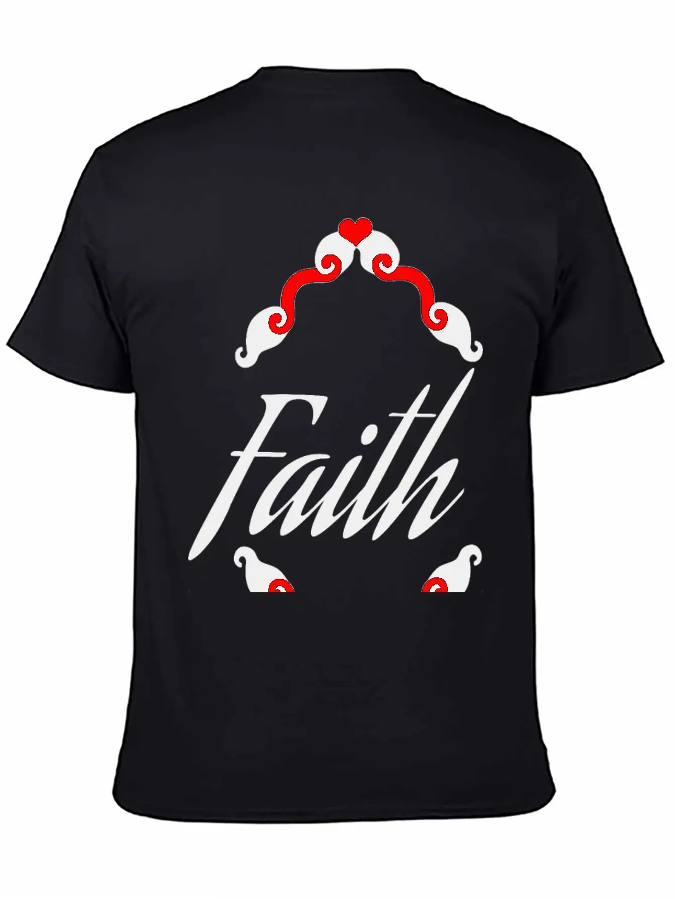 Faith In Black Cursive Diamond Heart Frame Unisex Short Sleeve Soft Cotton T-Shirt – Casual Everyday Wear