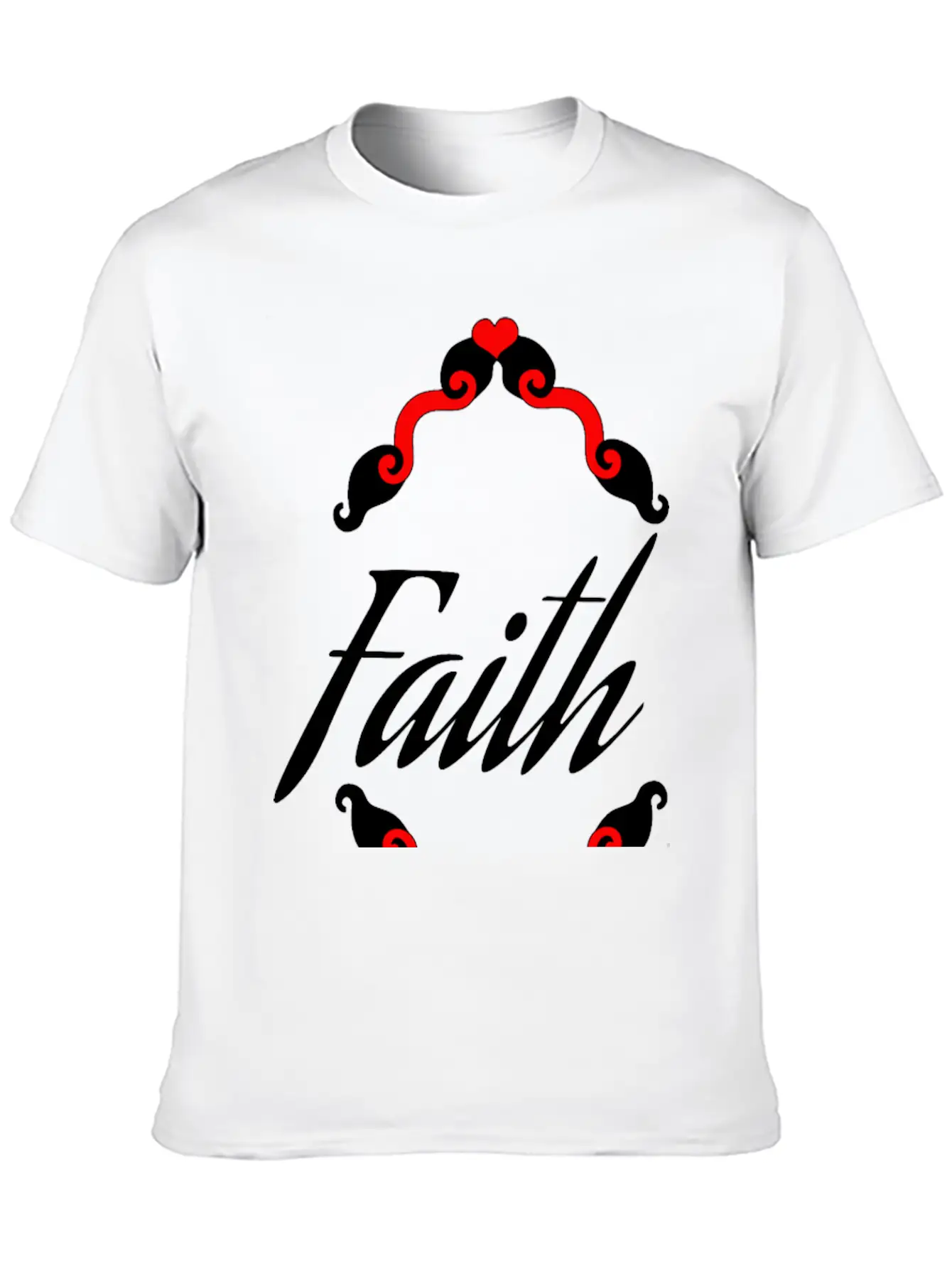 Faith In Black Cursive Diamond Heart Frame Unisex Short Sleeve Soft Cotton T-Shirt – Casual Everyday Wear