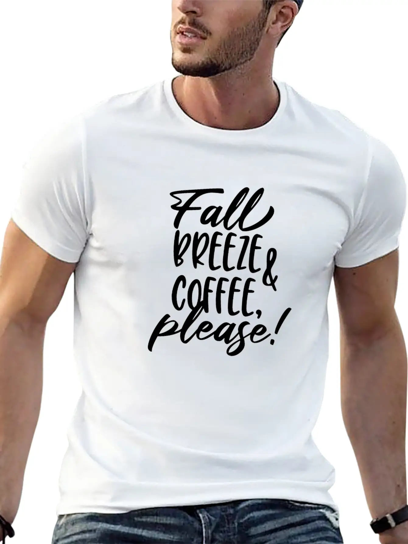 Fall Breeze And Coffee Please Typography Essential Unisex Summer Tee – Soft Cotton Casual Fit