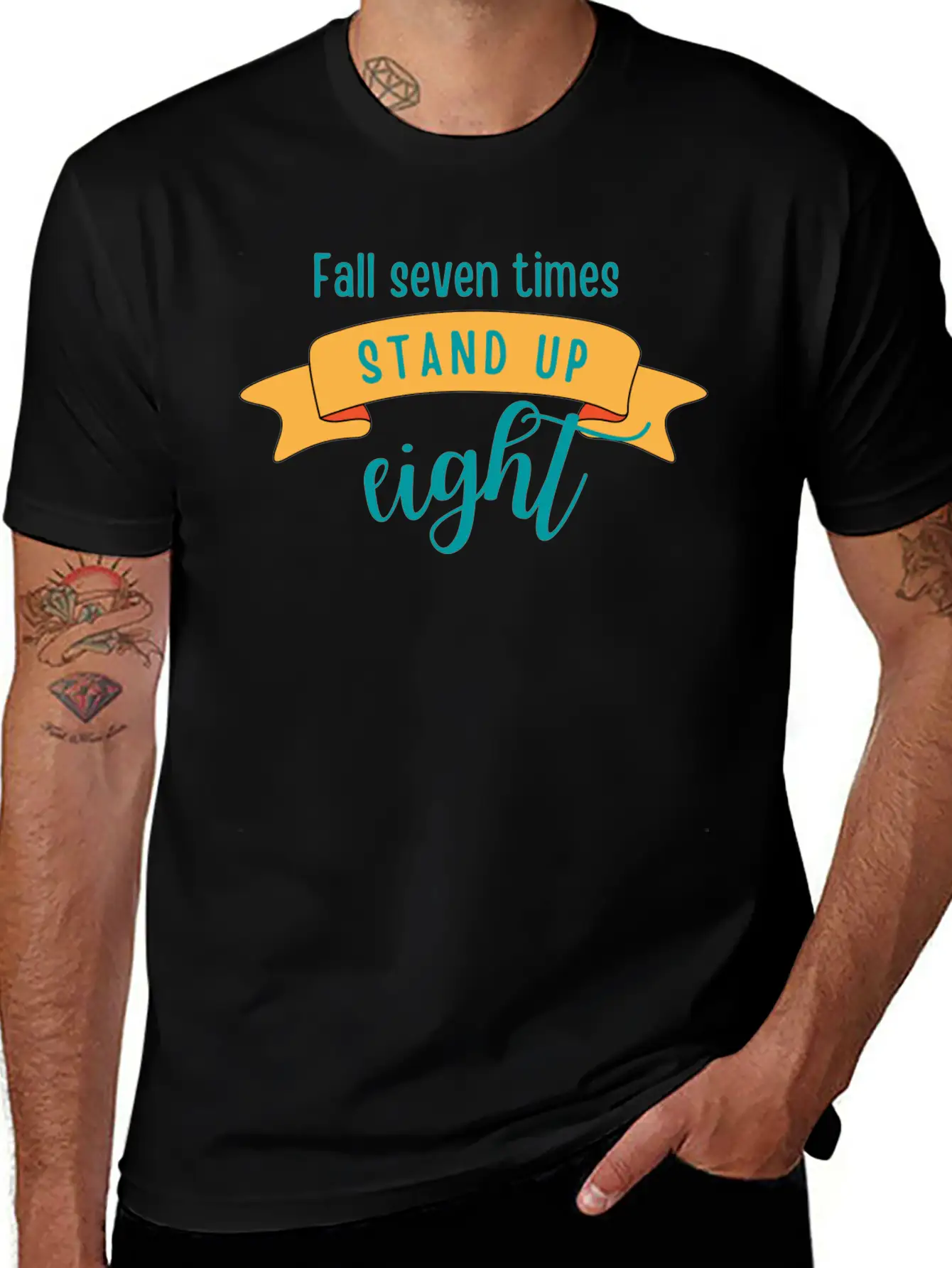 FALL SEVEN TIMES STAND UP EIGHT Stylish Everyday T-Shirt – Unisex Basic Cotton Tee