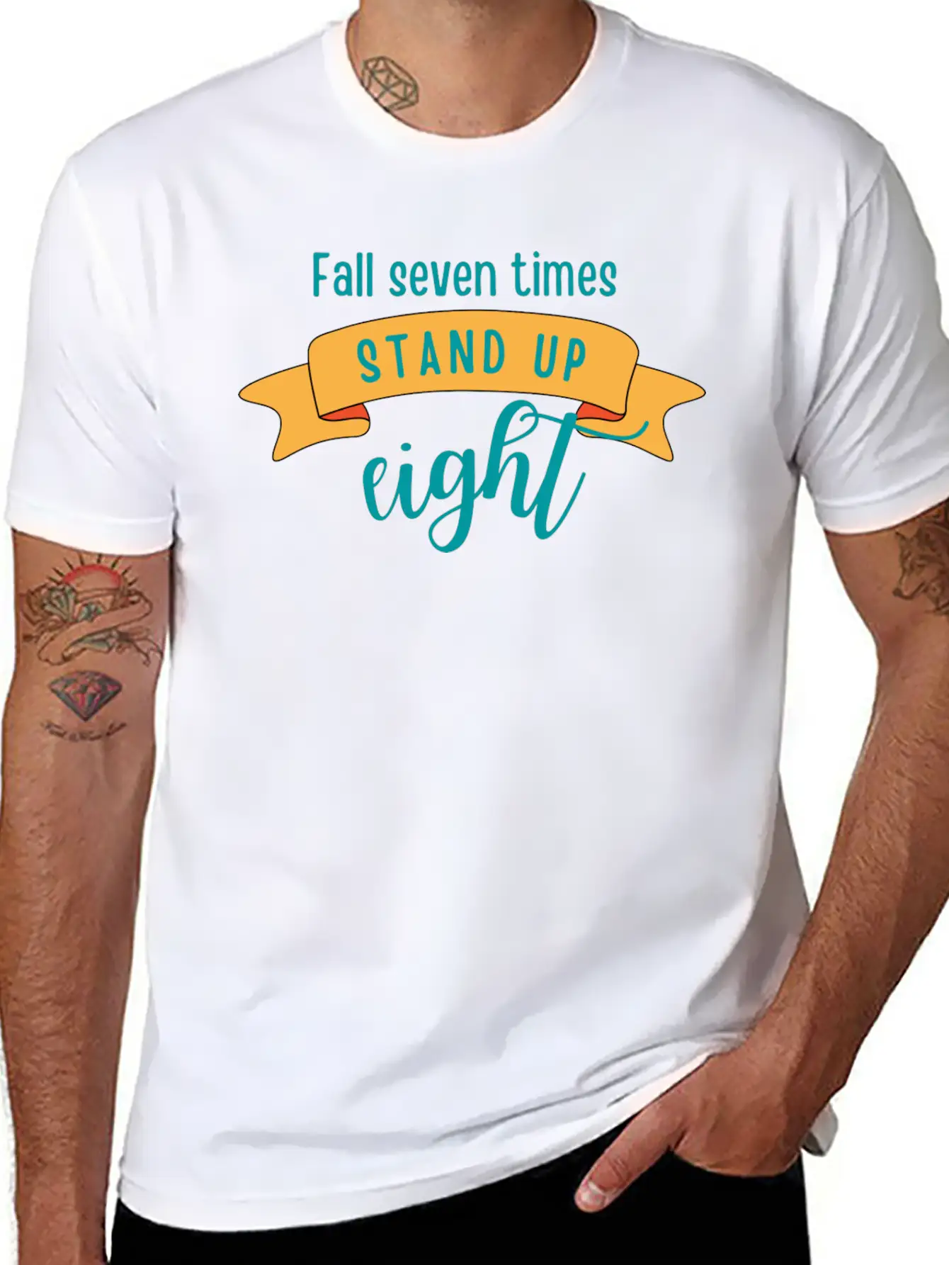 FALL SEVEN TIMES STAND UP EIGHT Stylish Everyday T-Shirt – Unisex Basic Cotton Tee