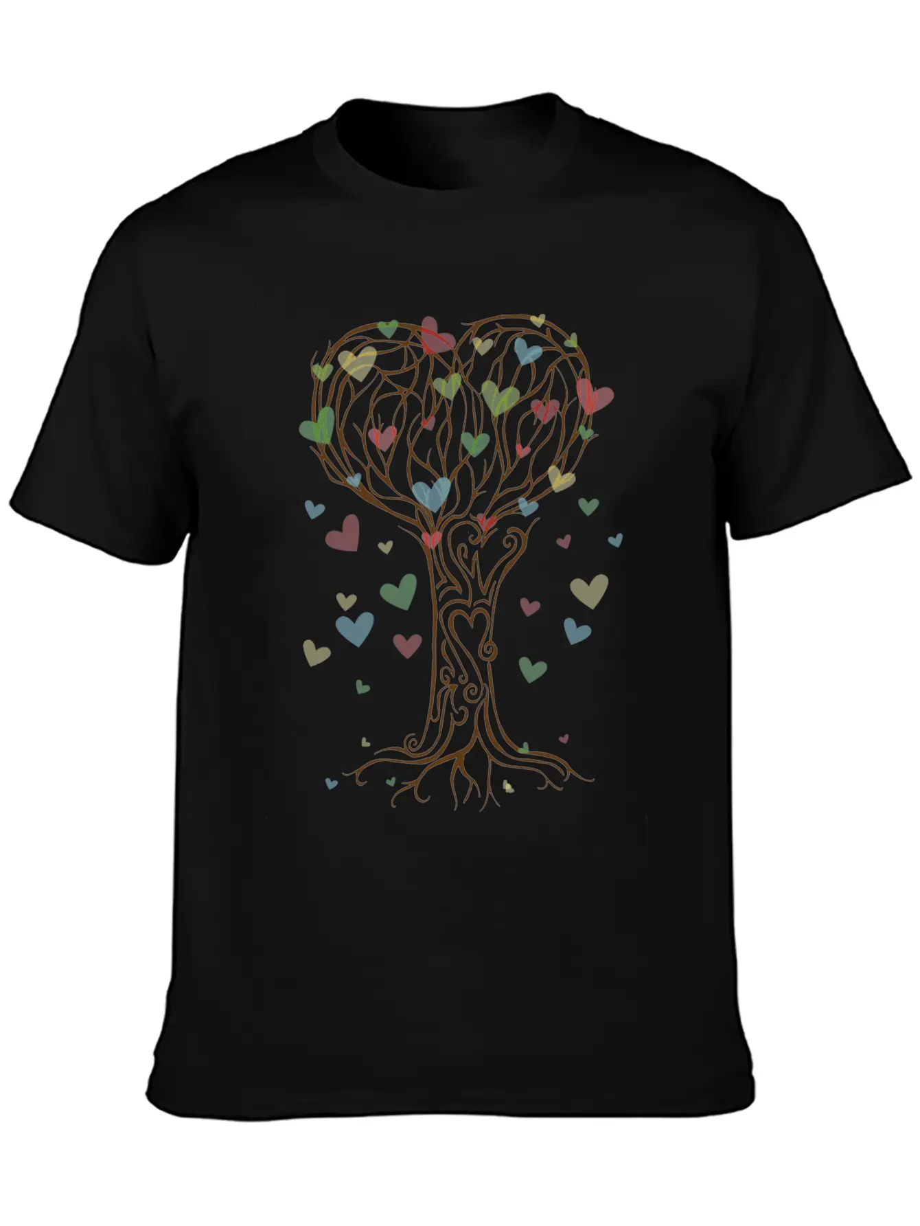Falling Hearts Autumn Love Valentines Tree T-Shirt Unisex Short Sleeve Soft Cotton T-Shirt – Casual Everyday Wear