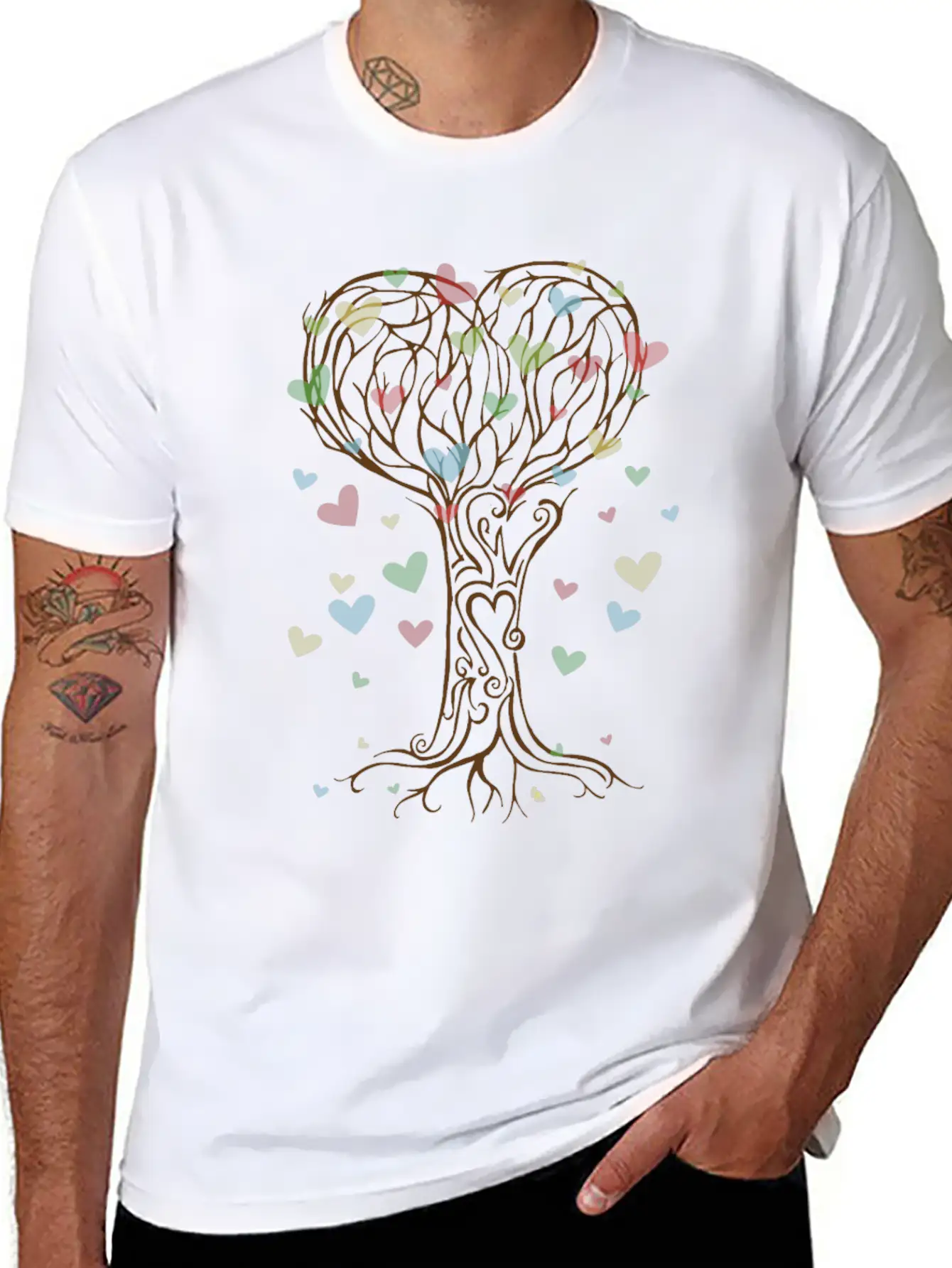 Falling Hearts Autumn Love Valentines Tree T-Shirt Unisex Short Sleeve Soft Cotton T-Shirt – Casual Everyday Wear