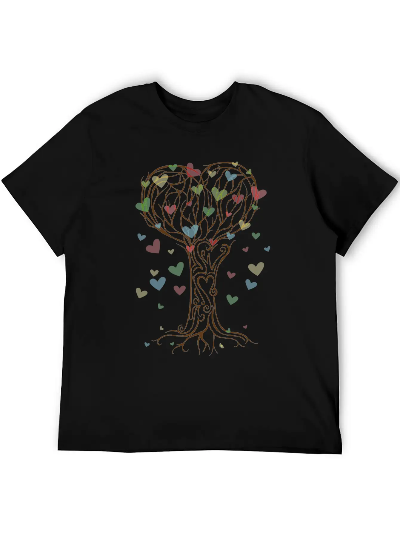 Falling Hearts Autumn Love Valentines Tree T-Shirt Unisex Short Sleeve Soft Cotton T-Shirt – Casual Everyday Wear