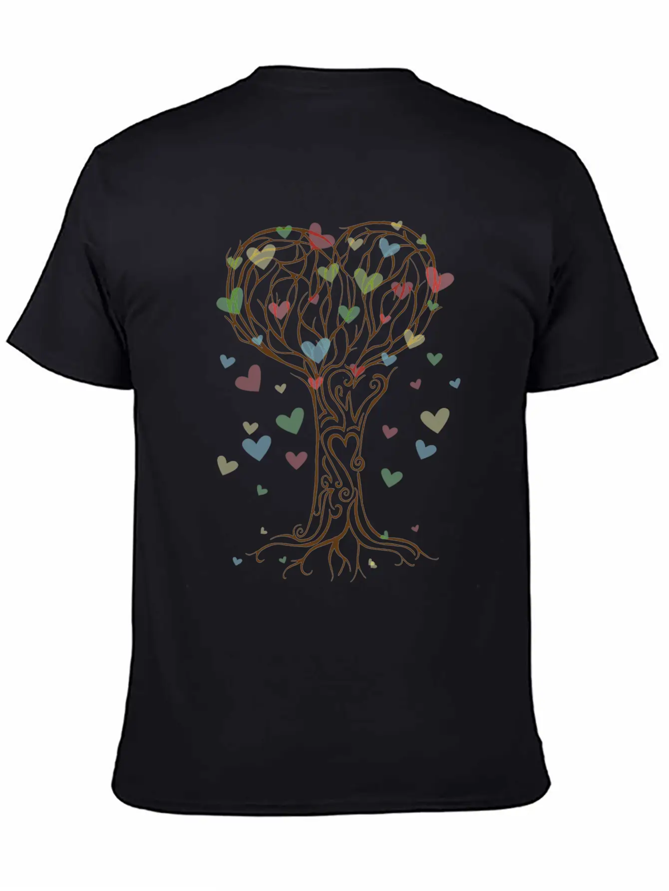 Falling Hearts Autumn Love Valentines Tree T-Shirt Unisex Short Sleeve Soft Cotton T-Shirt – Casual Everyday Wear