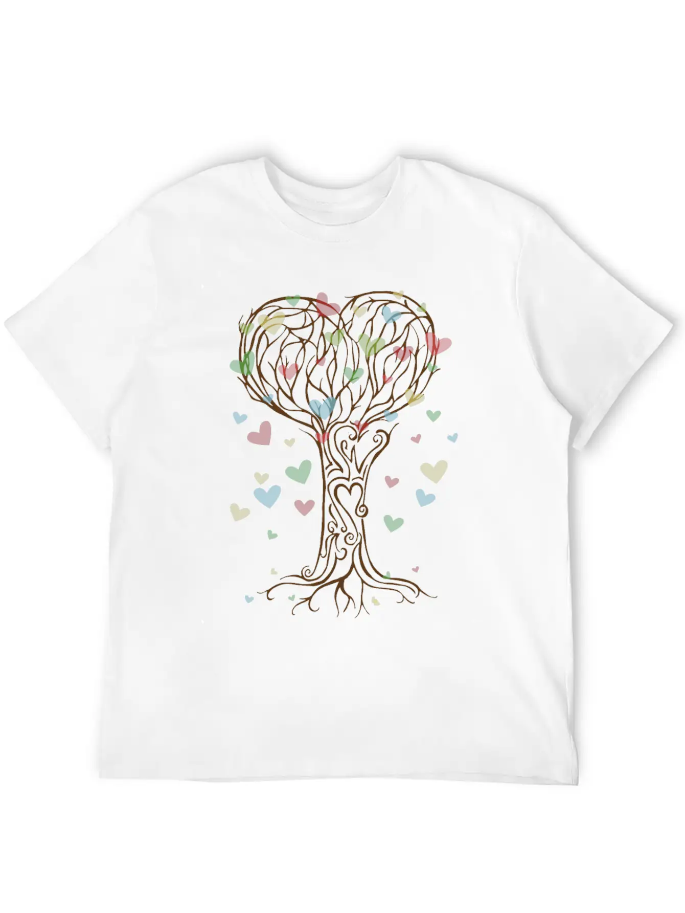 Falling Hearts Autumn Love Valentines Tree T-Shirt Unisex Short Sleeve Soft Cotton T-Shirt – Casual Everyday Wear