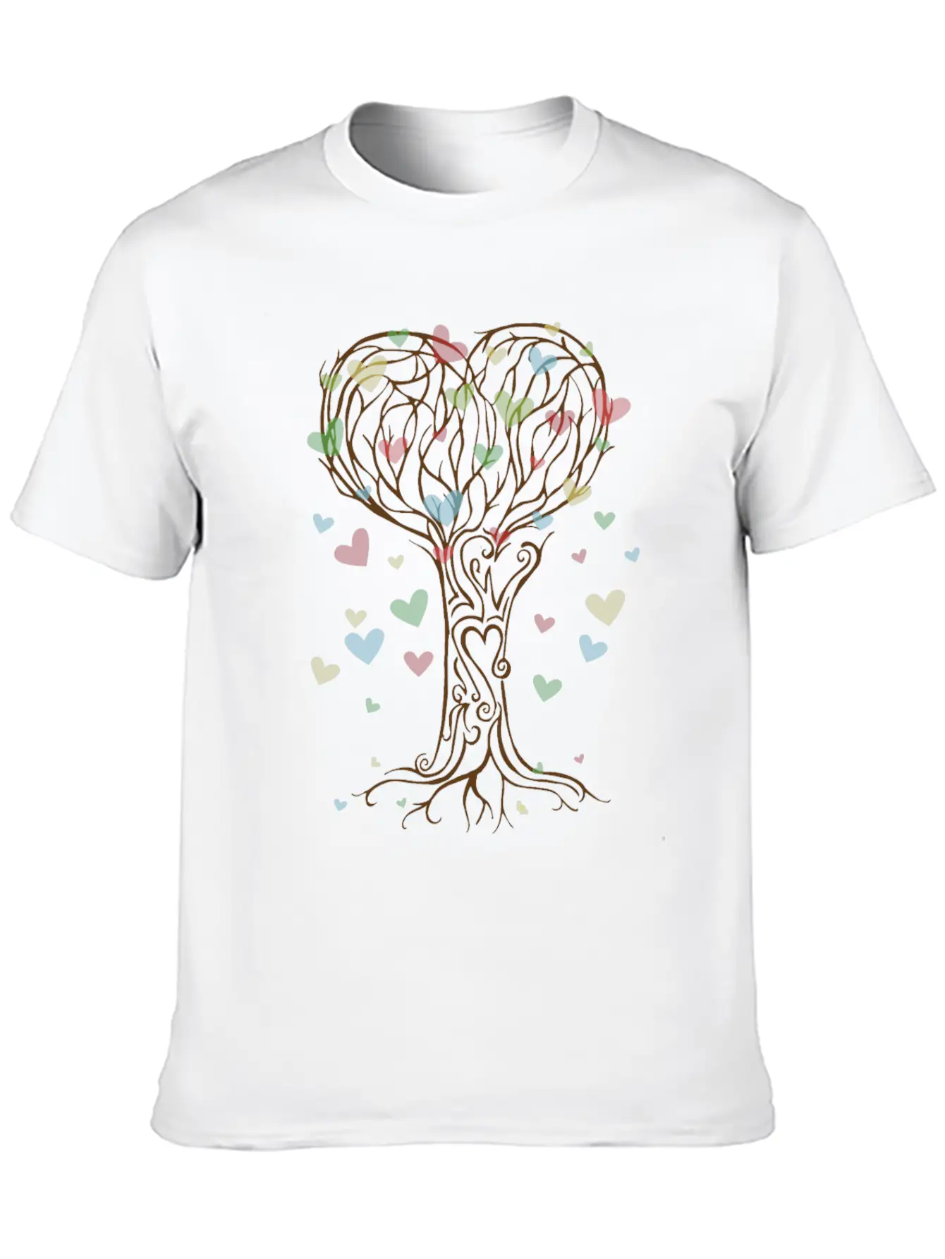 Falling Hearts Autumn Love Valentines Tree T-Shirt Unisex Short Sleeve Soft Cotton T-Shirt – Casual Everyday Wear