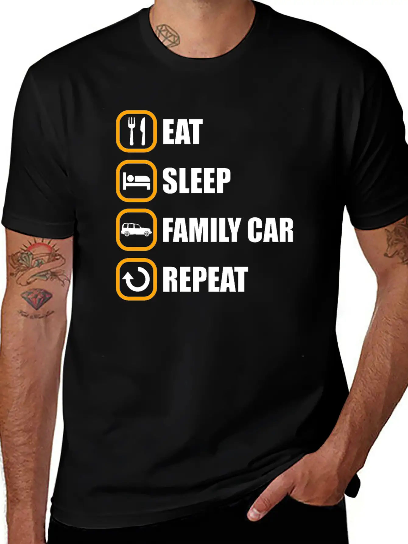 Familienauto Eat Sleep Repeat Comfortable Minimalist Graphic Tee – Summer Style Essential