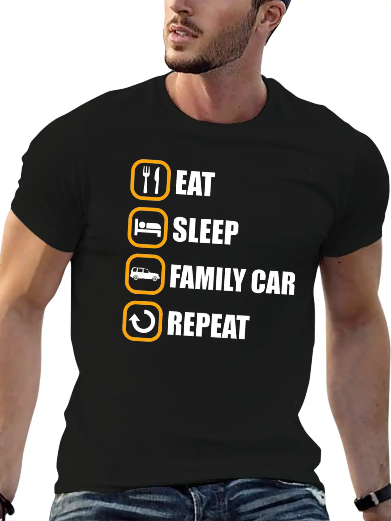 Familienauto Eat Sleep Repeat Comfortable Minimalist Graphic Tee – Summer Style Essential