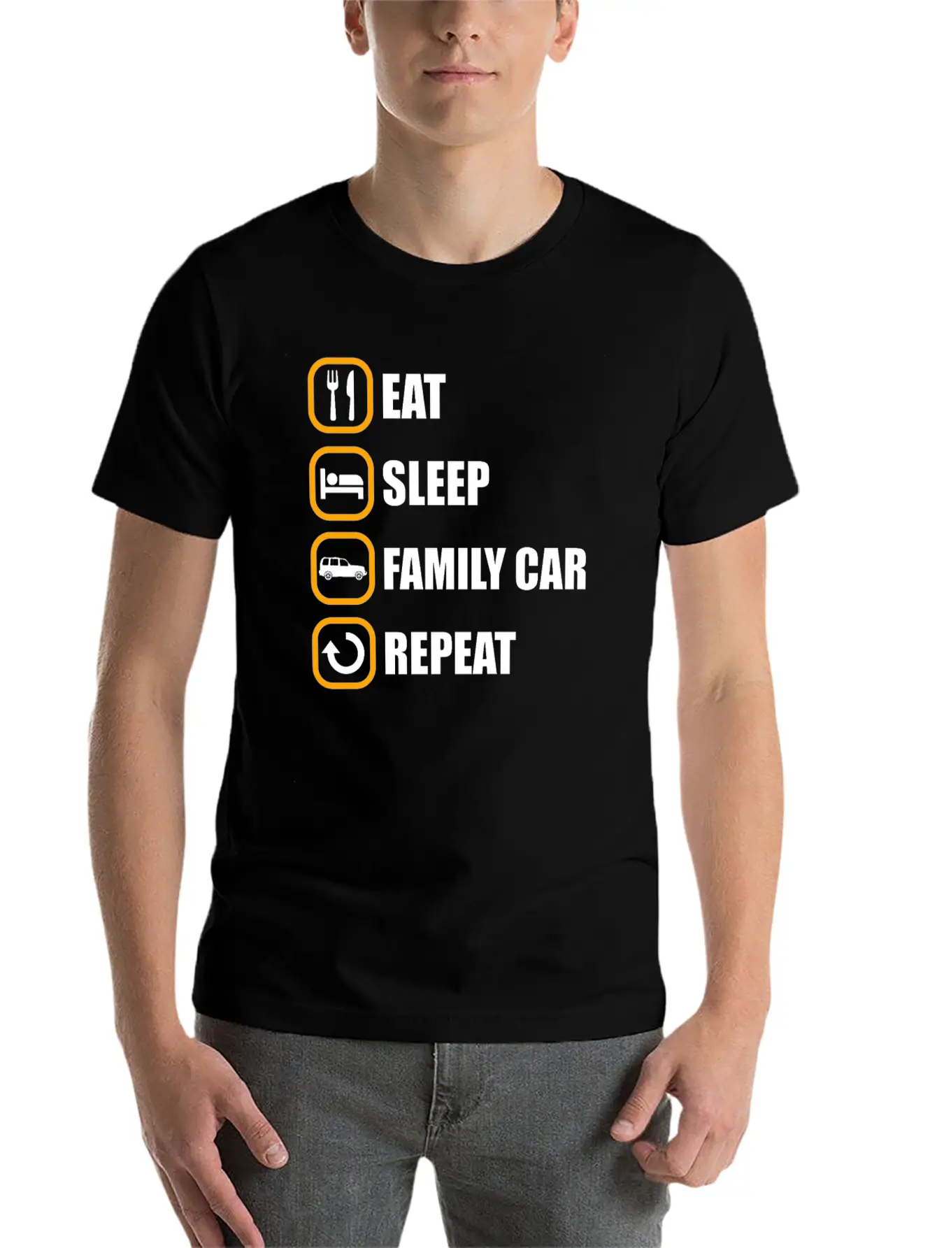 Familienauto Eat Sleep Repeat Comfortable Minimalist Graphic Tee – Summer Style Essential
