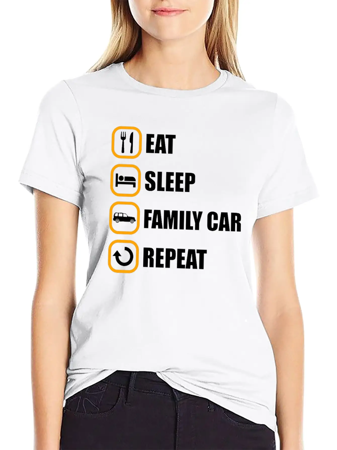 Familienauto Eat Sleep Repeat Comfortable Minimalist Graphic Tee – Summer Style Essential