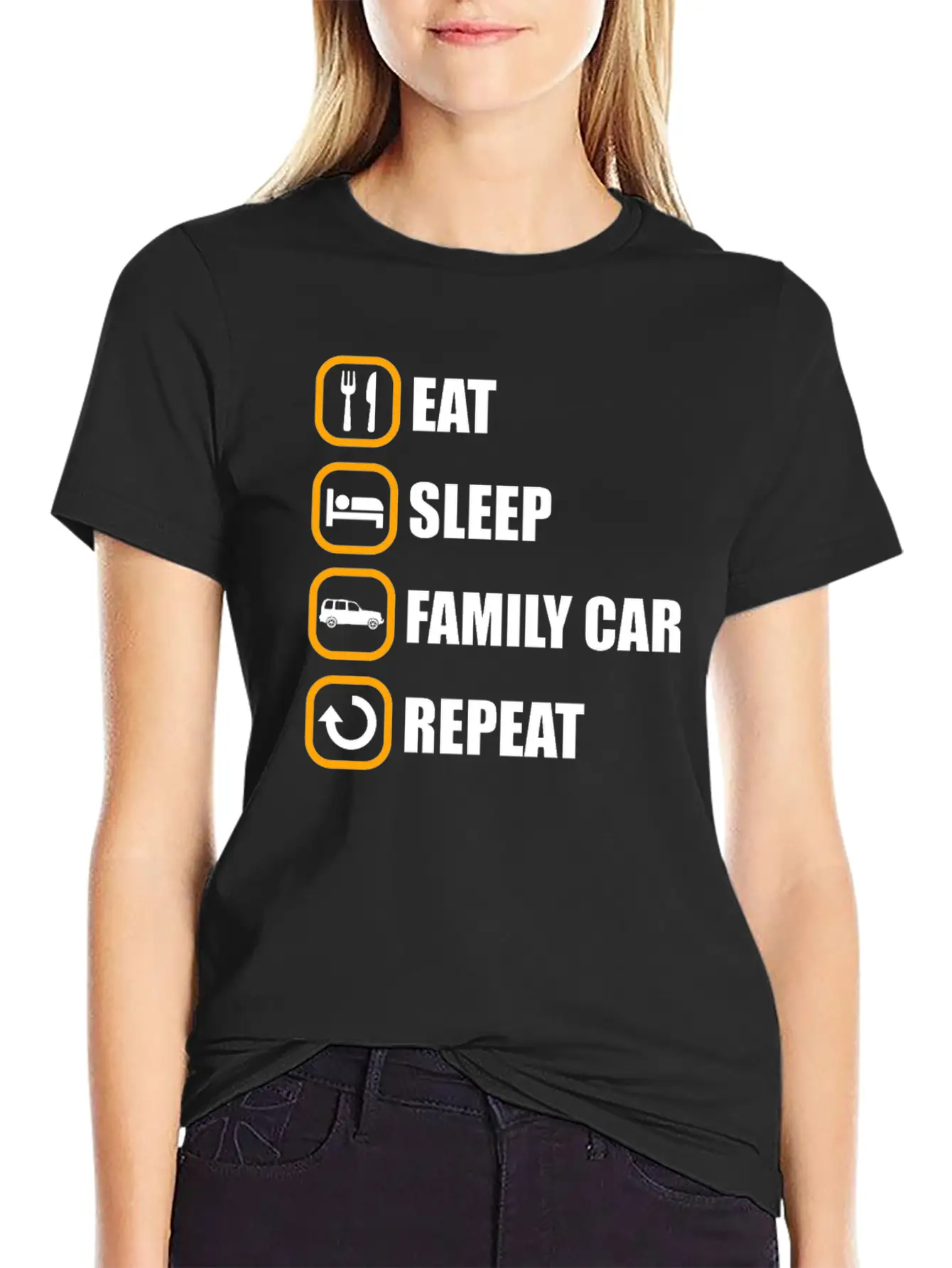Familienauto Eat Sleep Repeat Comfortable Minimalist Graphic Tee – Summer Style Essential