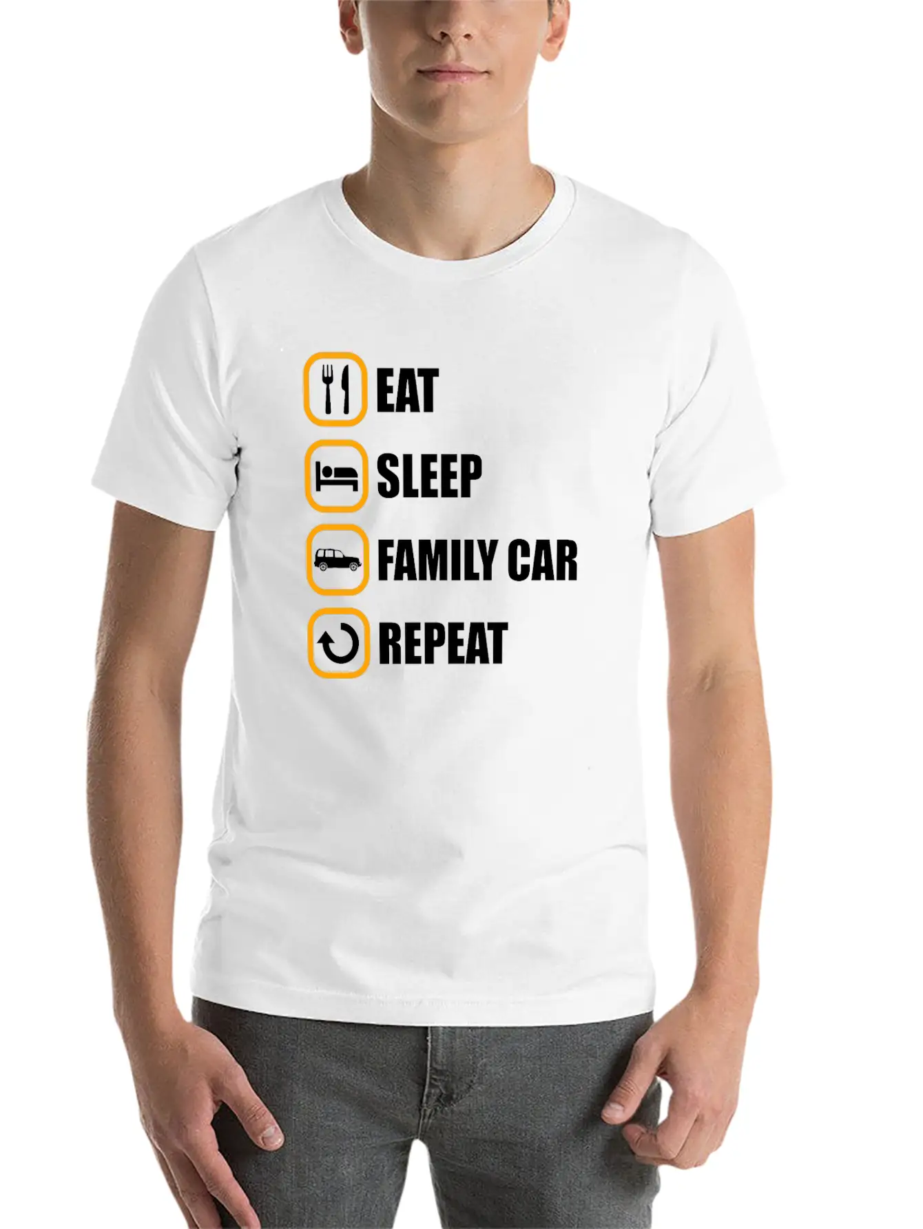 Familienauto Eat Sleep Repeat Comfortable Minimalist Graphic Tee – Summer Style Essential